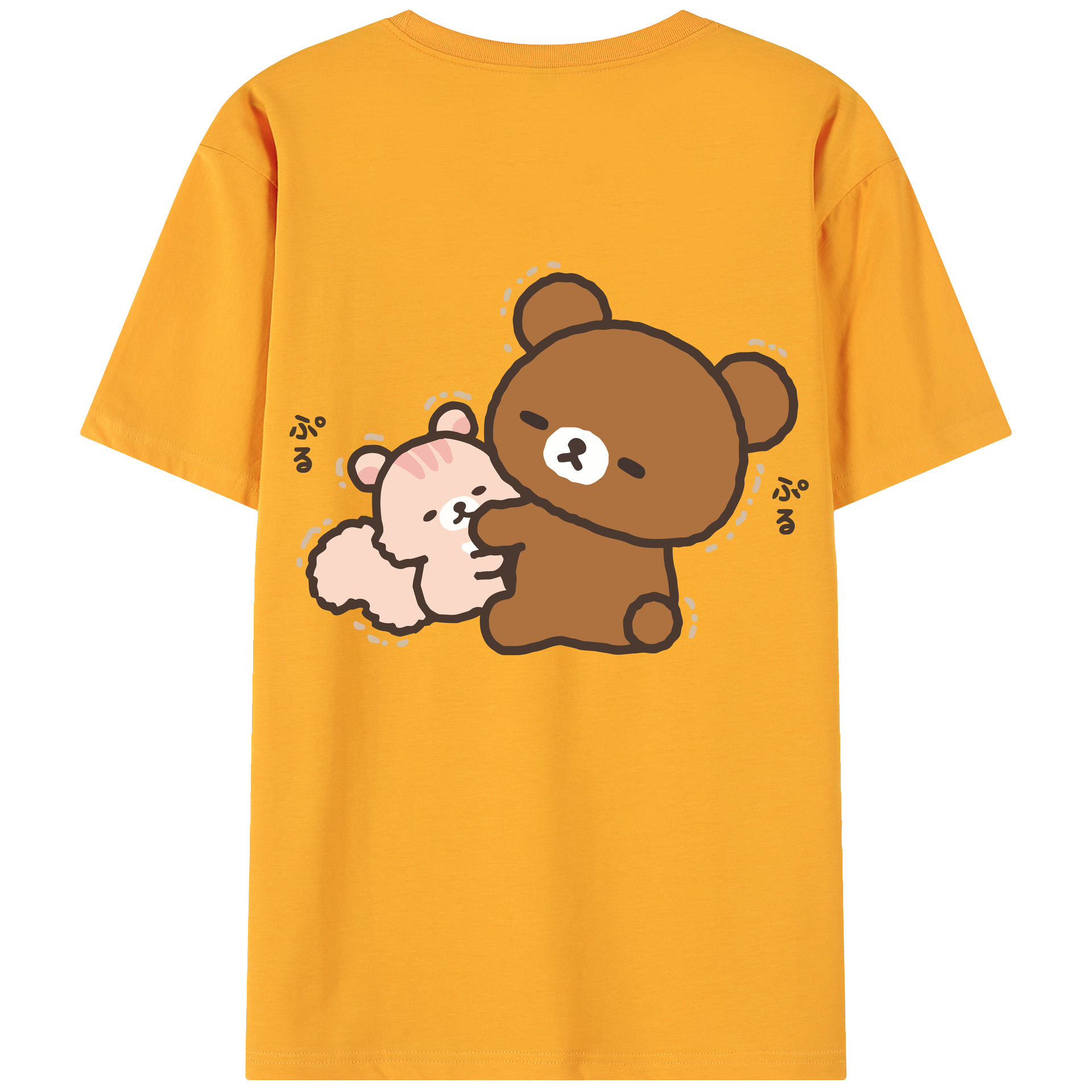 （画像用） リラックマ リラックマ キイロイトリ Rilakkuma Korilakkuma Kiiroitori 綿100％ メンズ半袖Tシャツ（バックプリント） 通気性