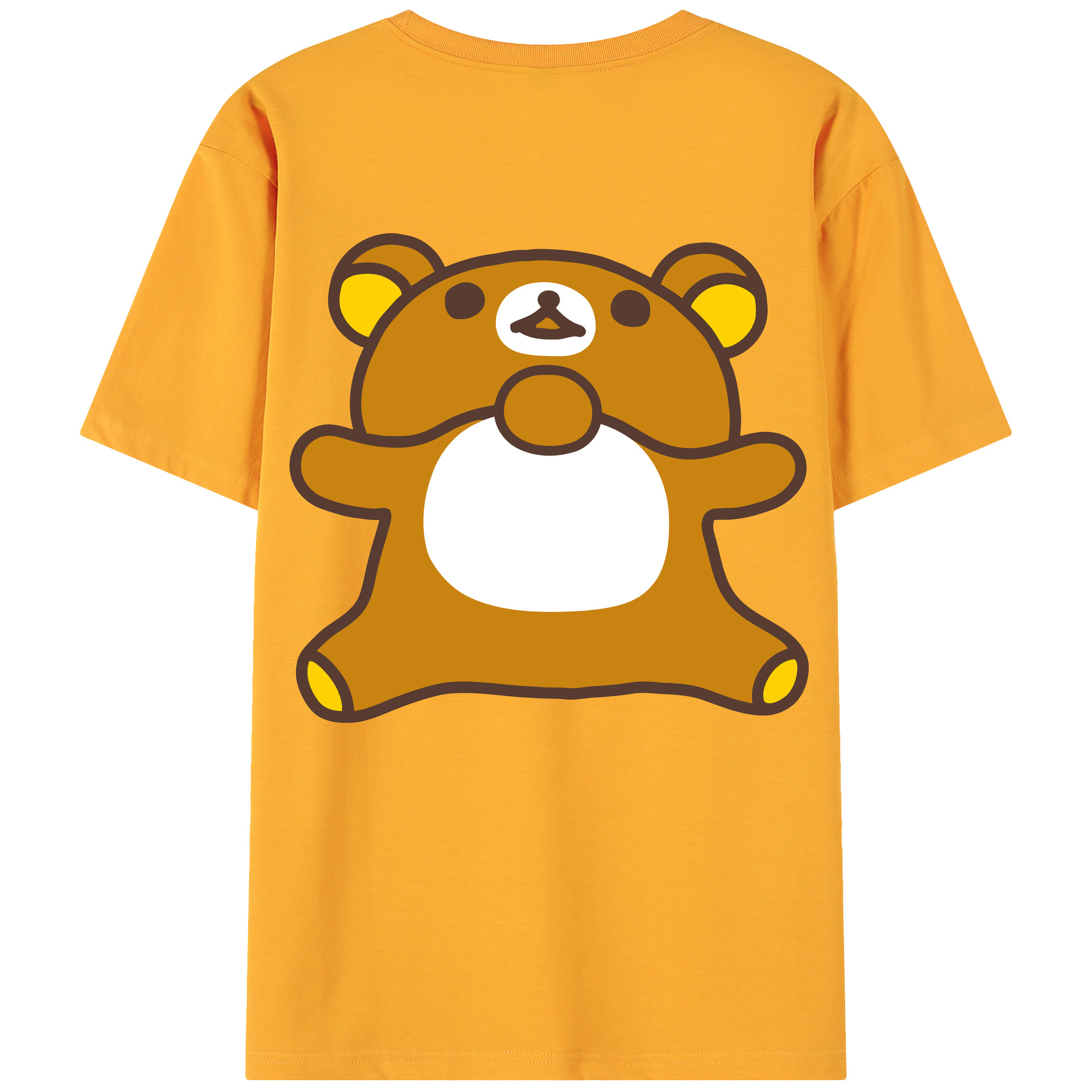 （画像用） リラックマ リラックマ キイロイトリ Rilakkuma Korilakkuma Kiiroitori 綿100％ メンズ半袖Tシャツ（バックプリント） 通気性