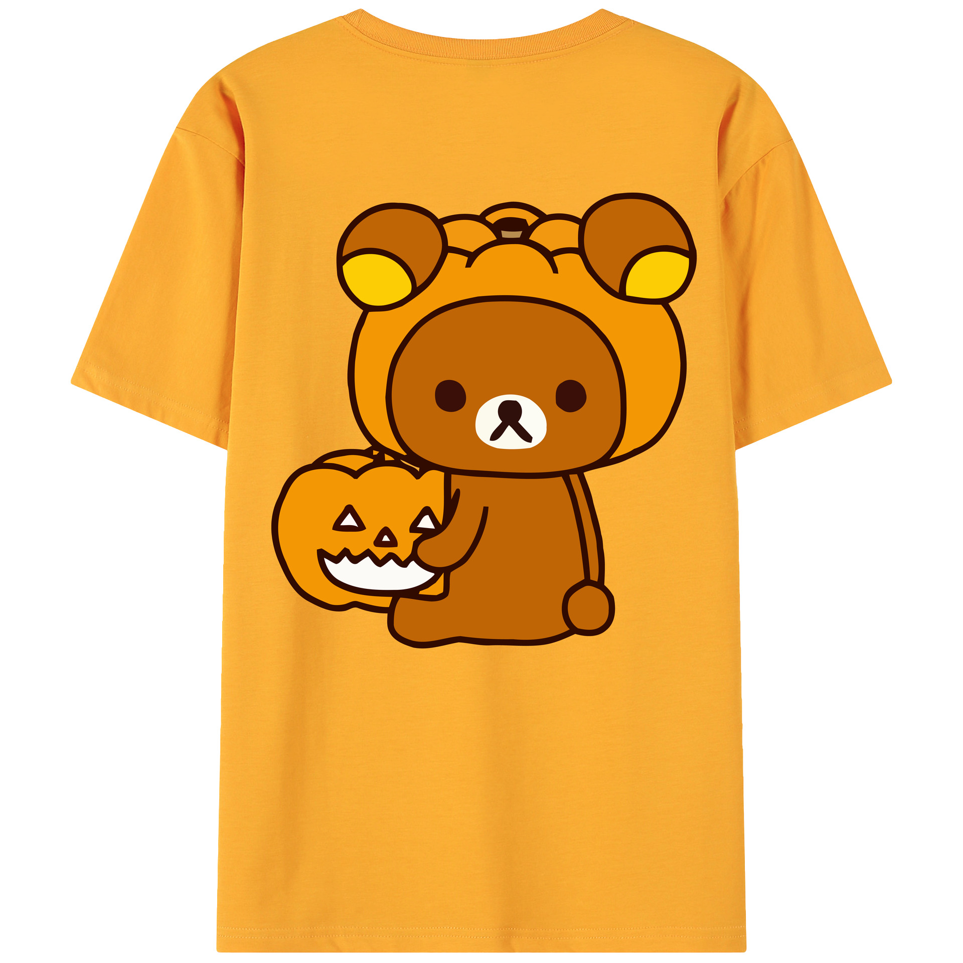 （画像用） リラックマ リラックマ キイロイトリ Rilakkuma Korilakkuma Kiiroitori 綿100％ メンズ半袖Tシャツ（バックプリント） 通気性