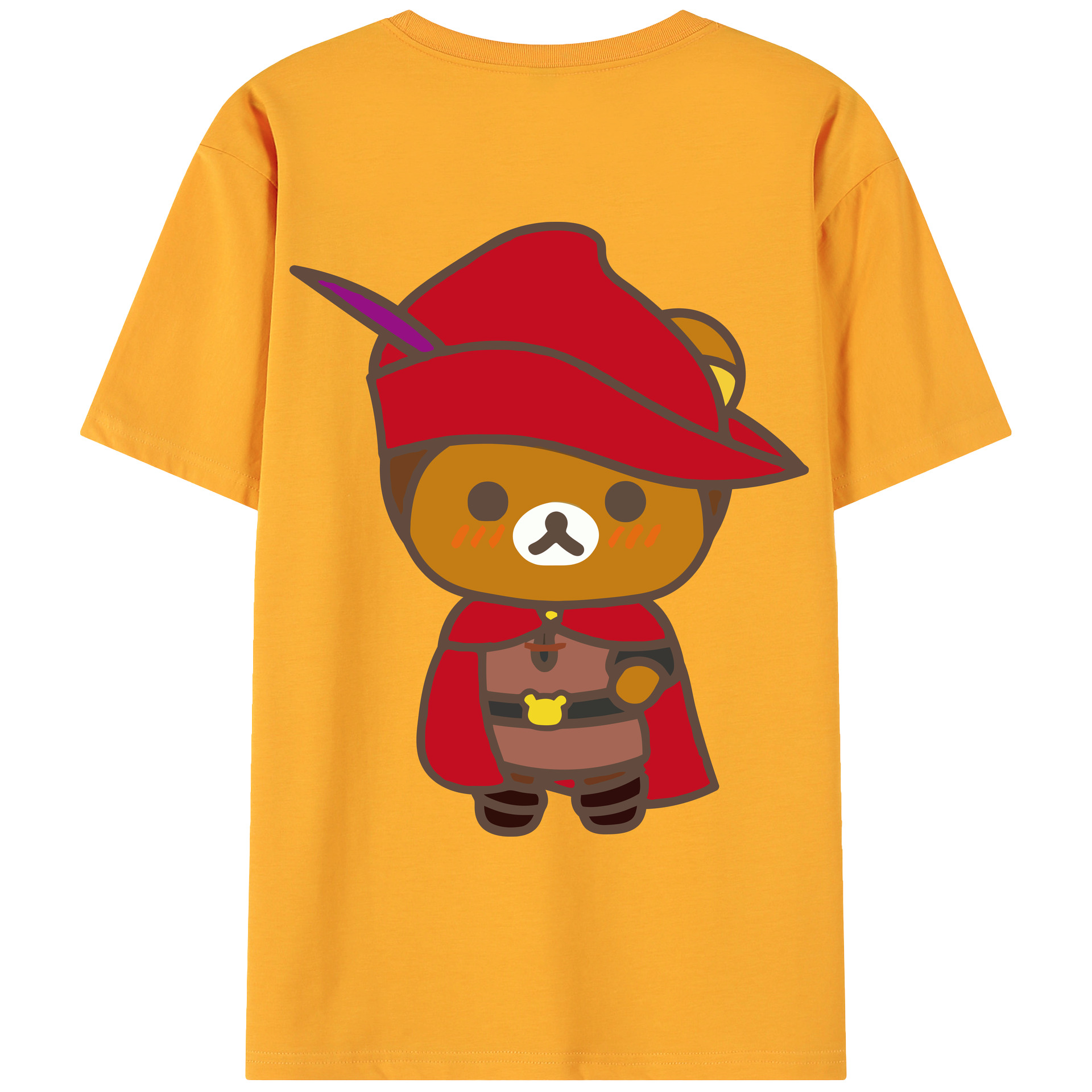 （画像用） リラックマ リラックマ キイロイトリ Rilakkuma Korilakkuma Kiiroitori 綿100％ メンズ半袖Tシャツ（バックプリント） 通気性