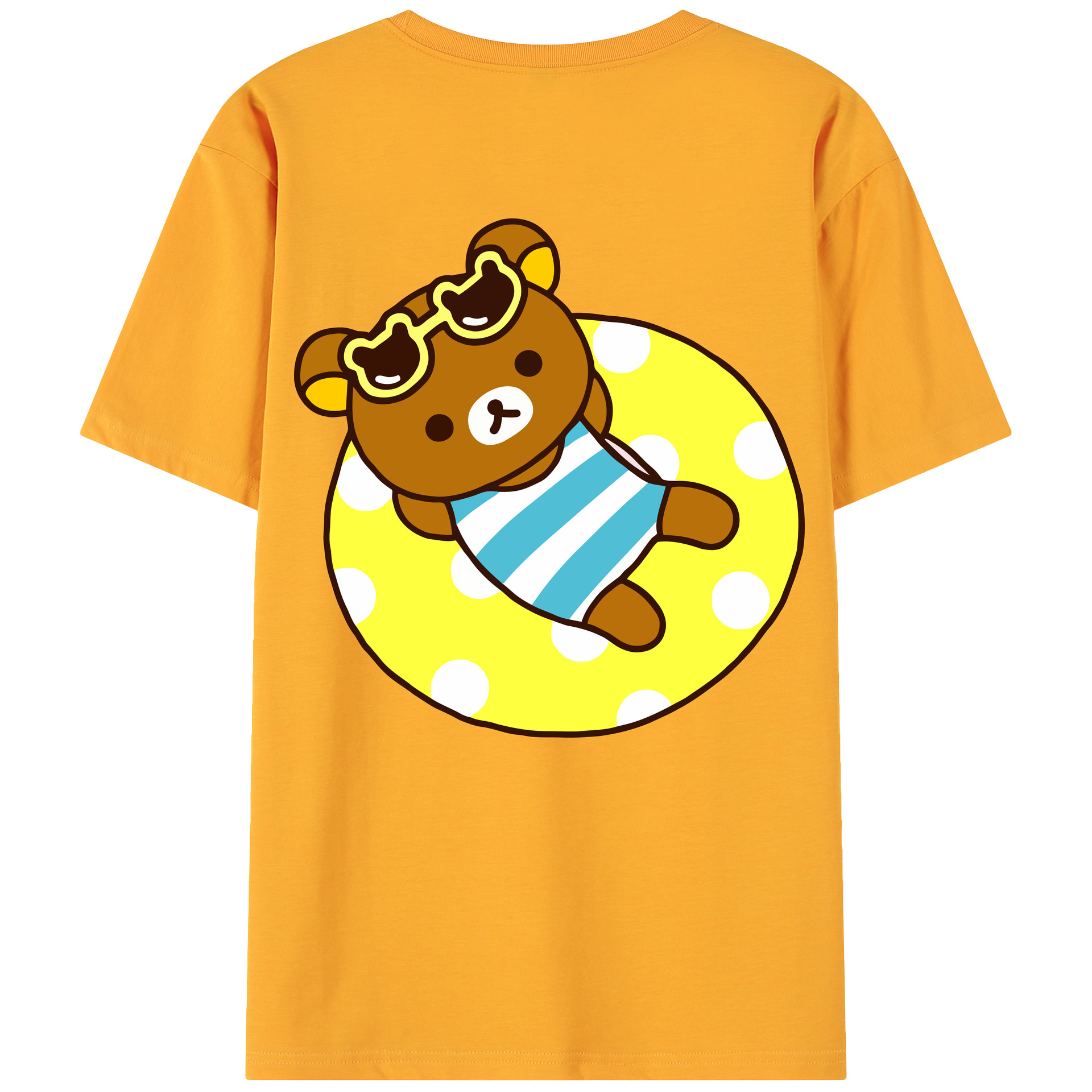 （画像用） リラックマ リラックマ キイロイトリ Rilakkuma Korilakkuma Kiiroitori 綿100％ メンズ半袖Tシャツ（バックプリント） 通気性