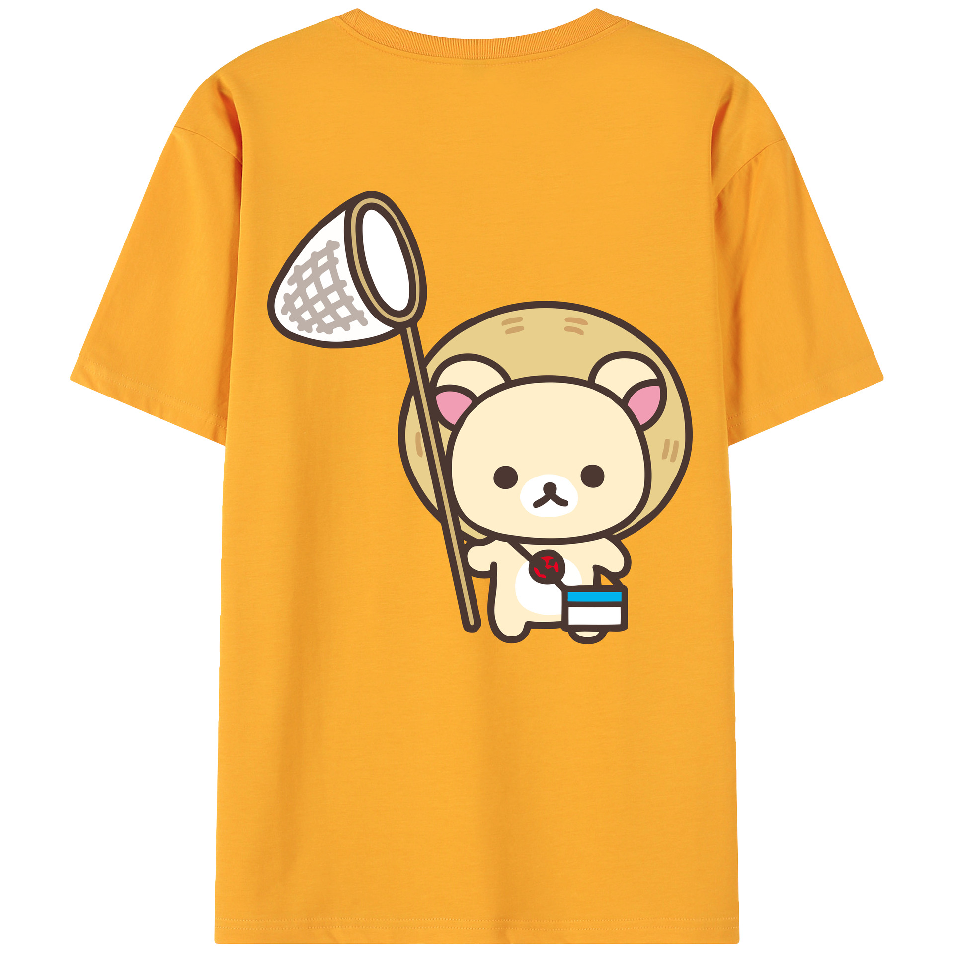 （画像用） リラックマ リラックマ キイロイトリ Rilakkuma Korilakkuma Kiiroitori 綿100％ メンズ半袖Tシャツ（バックプリント） 通気性