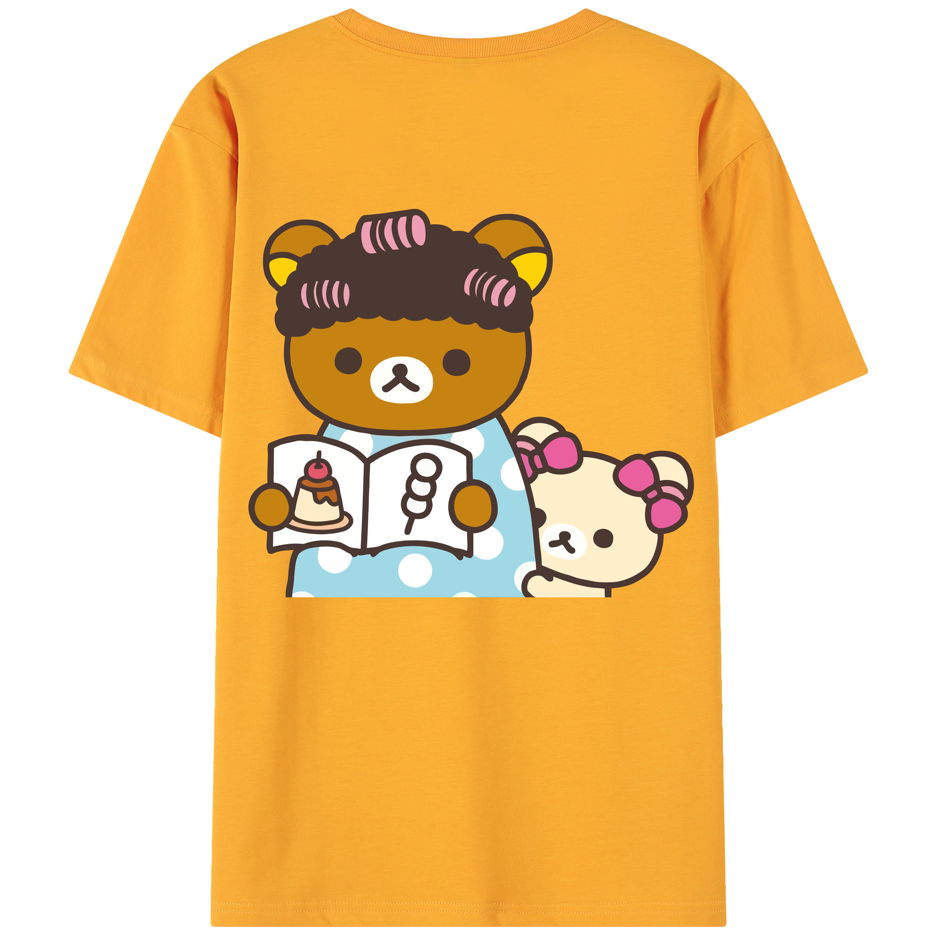 （画像用） リラックマ リラックマ キイロイトリ Rilakkuma Korilakkuma Kiiroitori 綿100％ メンズ半袖Tシャツ（バックプリント） 通気性