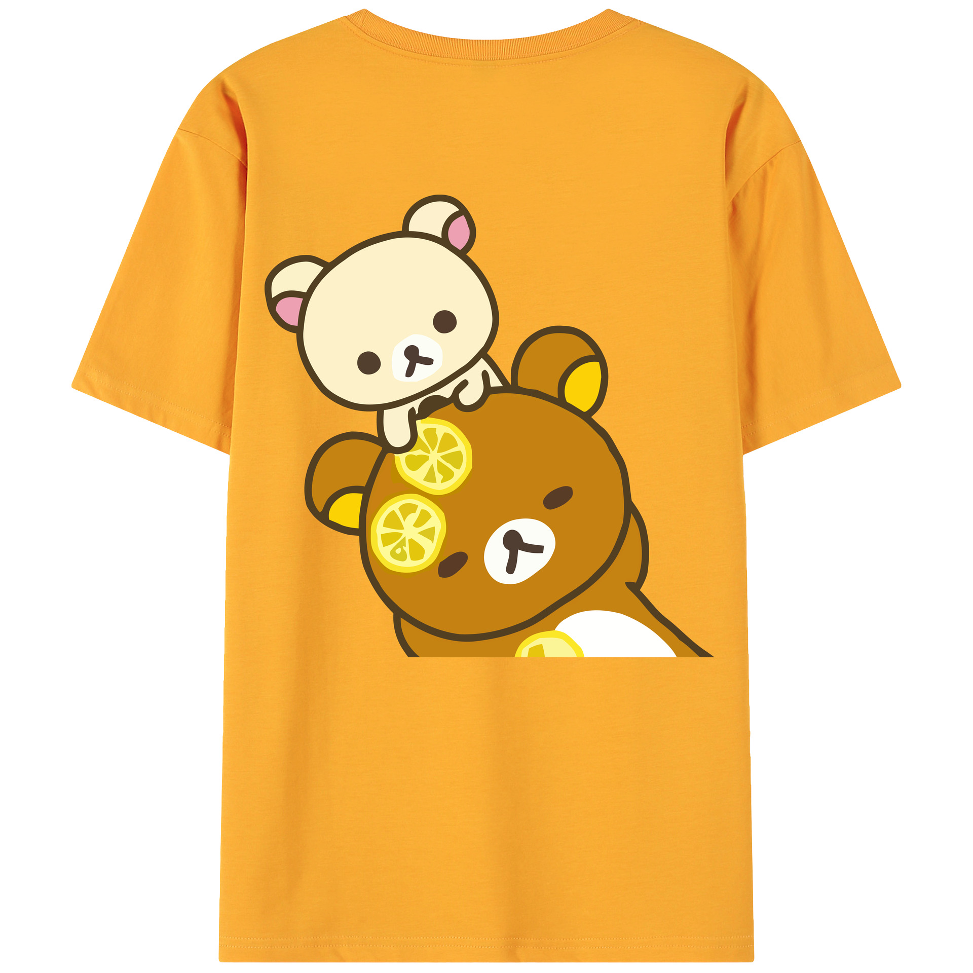 （画像用） リラックマ リラックマ キイロイトリ Rilakkuma Korilakkuma Kiiroitori 綿100％ メンズ半袖Tシャツ（バックプリント） 通気性