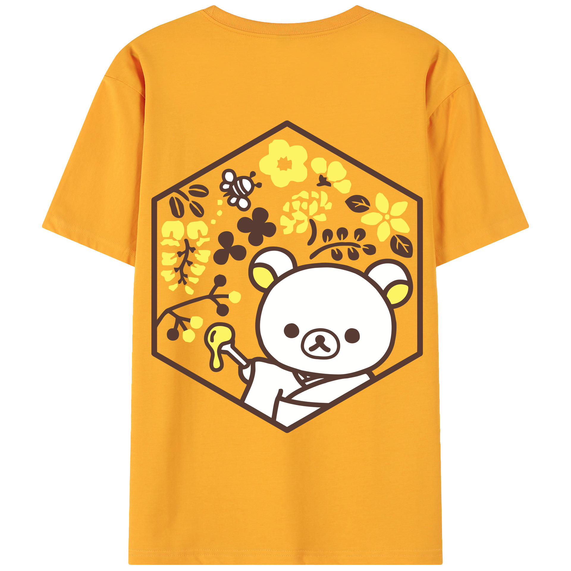 （画像用） リラックマ リラックマ キイロイトリ Rilakkuma Korilakkuma Kiiroitori 綿100％ メンズ半袖Tシャツ（バックプリント） 通気性