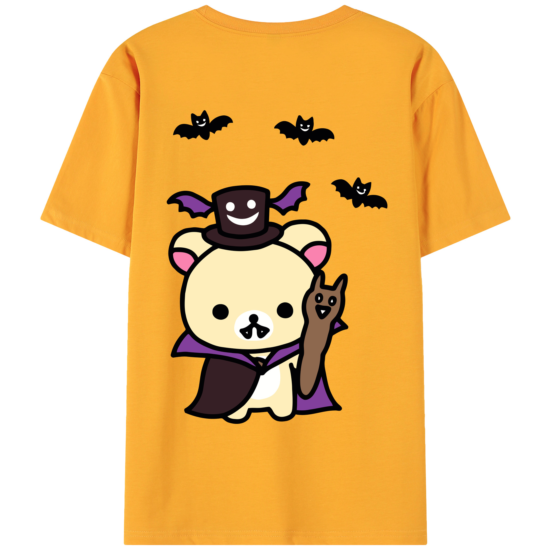 （画像用） リラックマ リラックマ キイロイトリ Rilakkuma Korilakkuma Kiiroitori 綿100％ メンズ半袖Tシャツ（バックプリント） 通気性