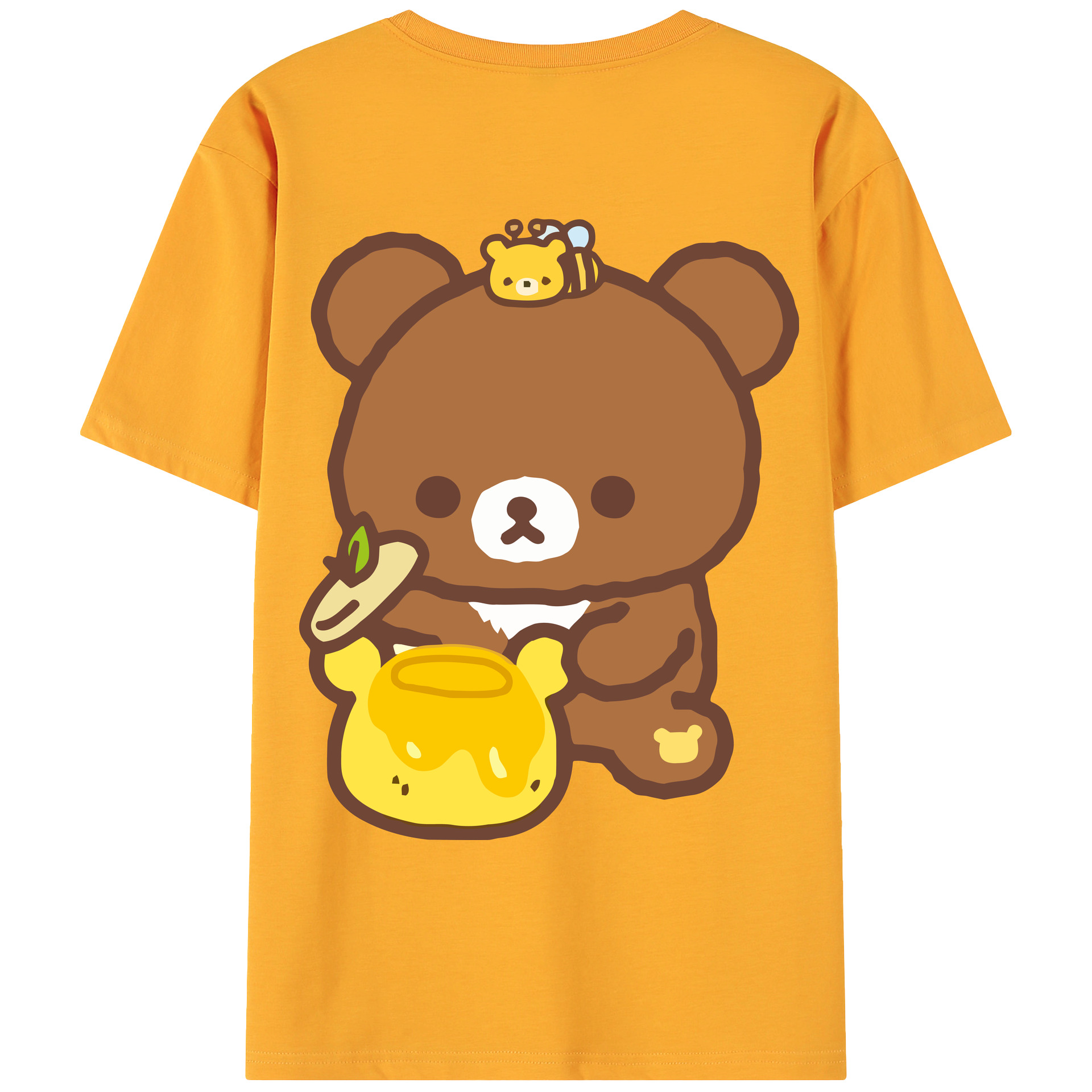 （画像用） リラックマ リラックマ キイロイトリ Rilakkuma Korilakkuma Kiiroitori 綿100％ メンズ半袖Tシャツ（バックプリント） 通気性