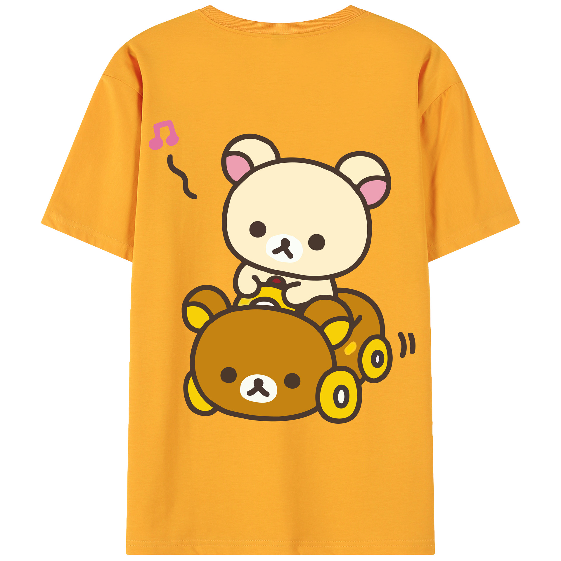 （画像用） リラックマ リラックマ キイロイトリ Rilakkuma Korilakkuma Kiiroitori 綿100％ メンズ半袖Tシャツ（バックプリント） 通気性