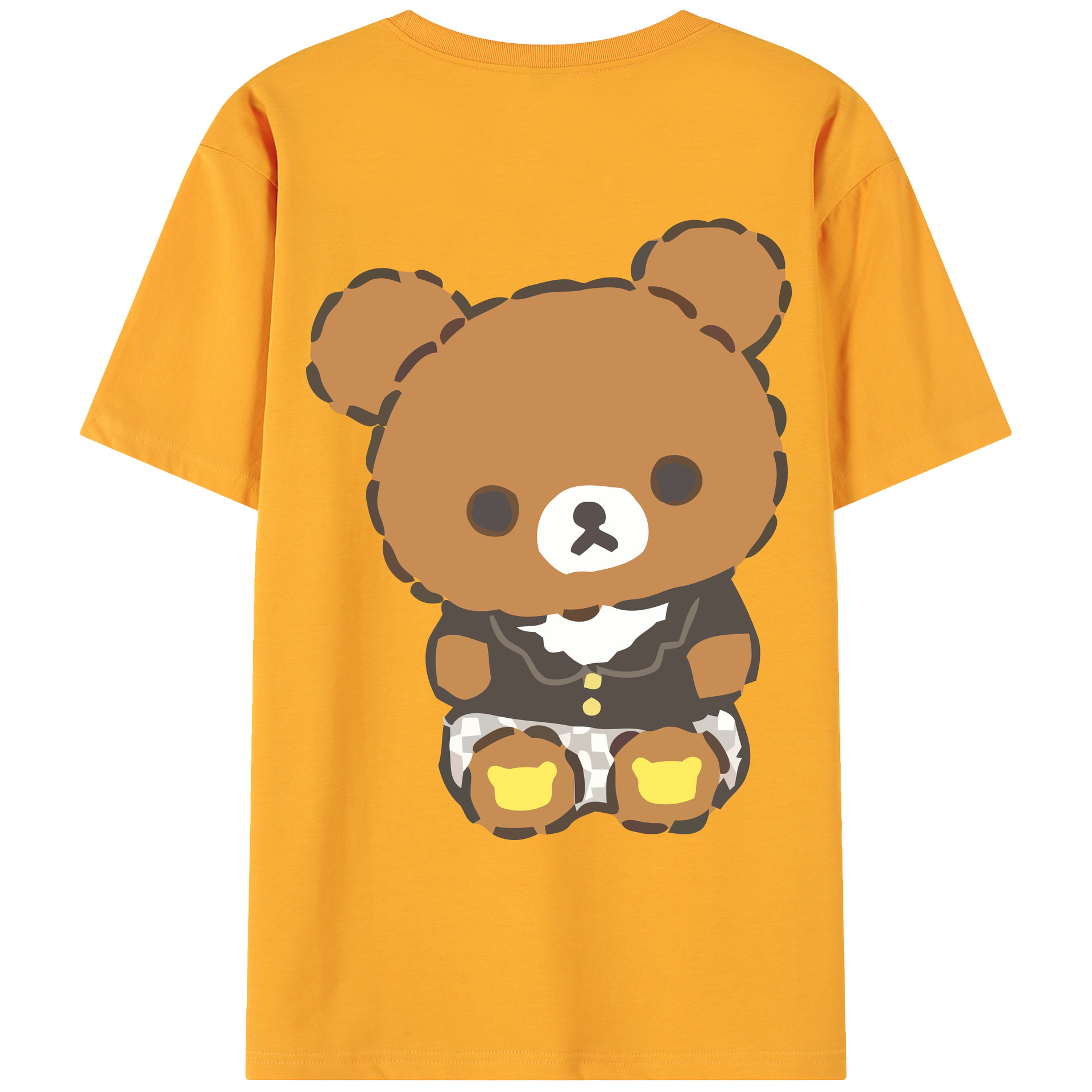 （画像用） リラックマ リラックマ キイロイトリ Rilakkuma Korilakkuma Kiiroitori 綿100％ メンズ半袖Tシャツ（バックプリント） 通気性