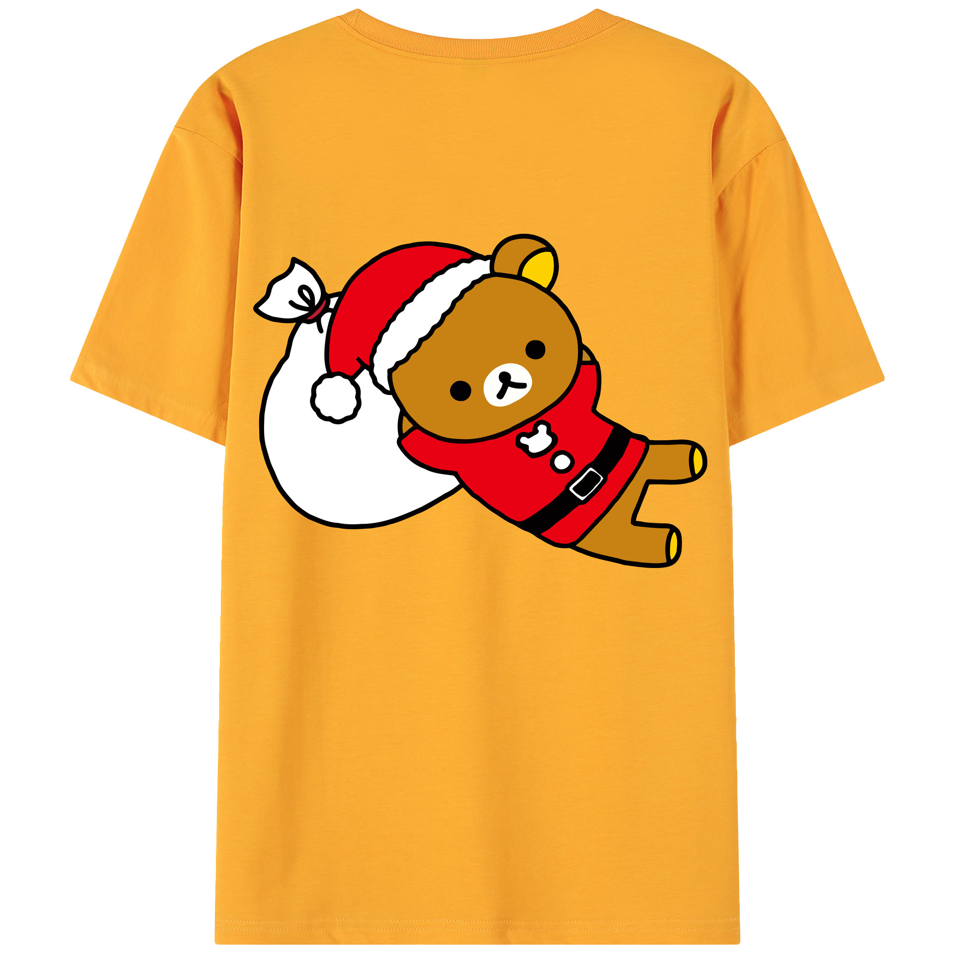 （画像用） リラックマ リラックマ キイロイトリ Rilakkuma Korilakkuma Kiiroitori 綿100％ メンズ半袖Tシャツ（バックプリント） 通気性