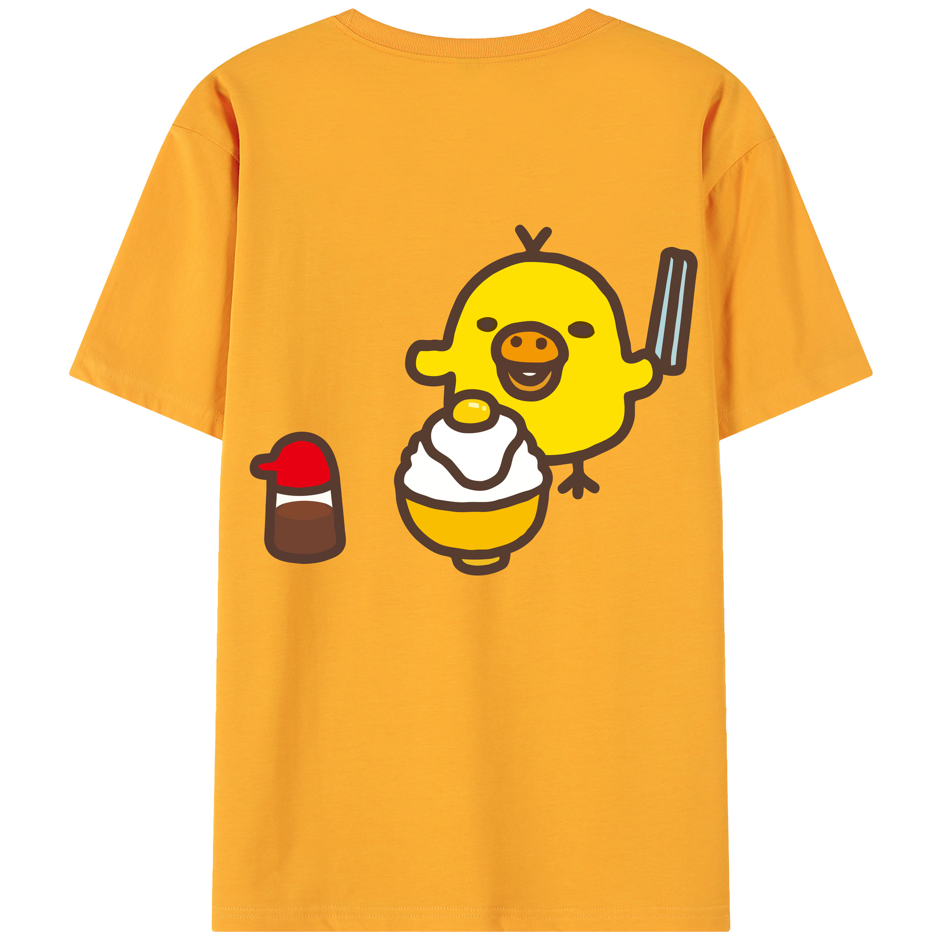 （画像用） リラックマ リラックマ キイロイトリ Rilakkuma Korilakkuma Kiiroitori 綿100％ メンズ半袖Tシャツ（バックプリント） 通気性