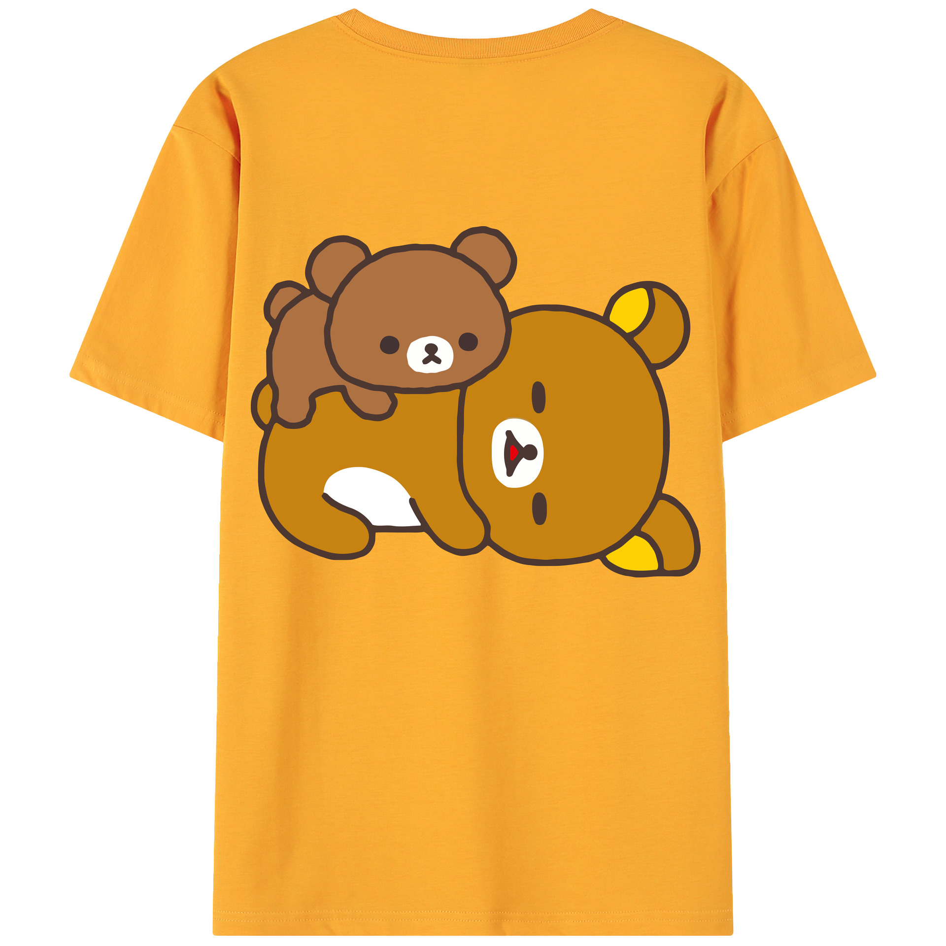 （画像用） リラックマ リラックマ キイロイトリ Rilakkuma Korilakkuma Kiiroitori 綿100％ メンズ半袖Tシャツ（バックプリント） 通気性