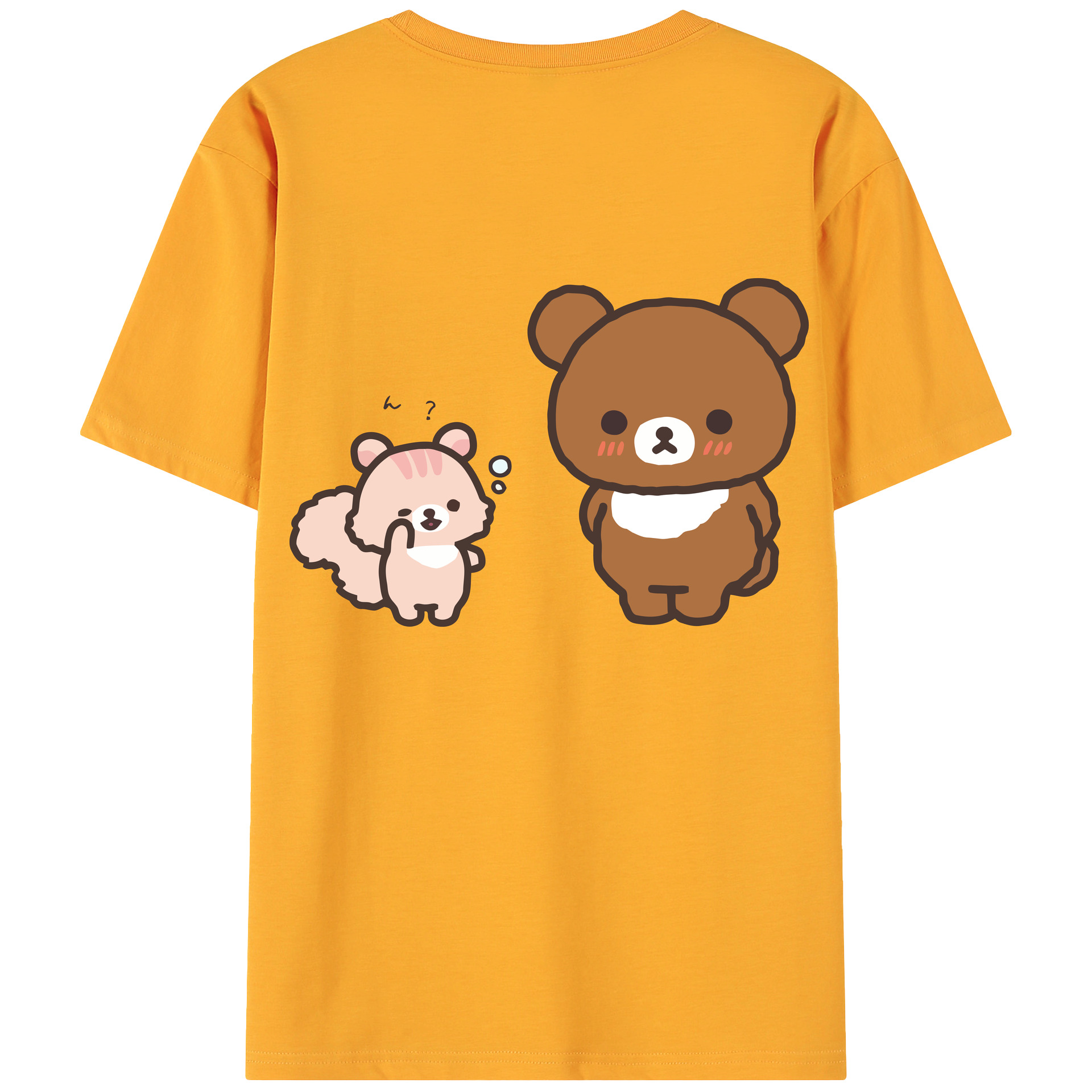 （画像用） リラックマ リラックマ キイロイトリ Rilakkuma Korilakkuma Kiiroitori 綿100％ メンズ半袖Tシャツ（バックプリント） 通気性
