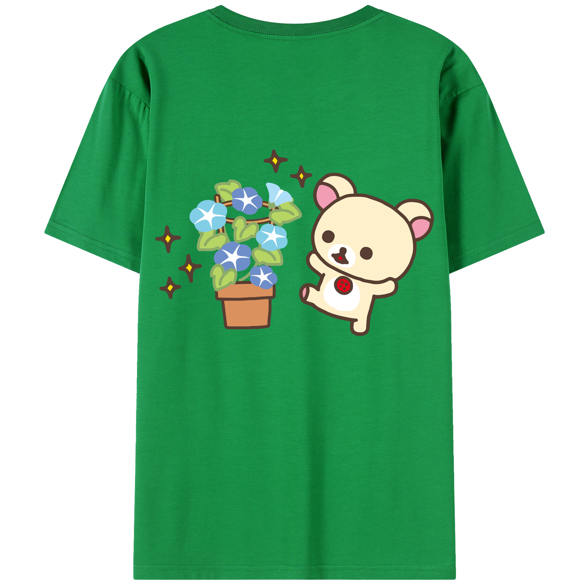 （画像用） リラックマ リラックマ キイロイトリ Rilakkuma Korilakkuma Kiiroitori 綿100％ メンズ半袖Tシャツ（バックプリント） 通気性