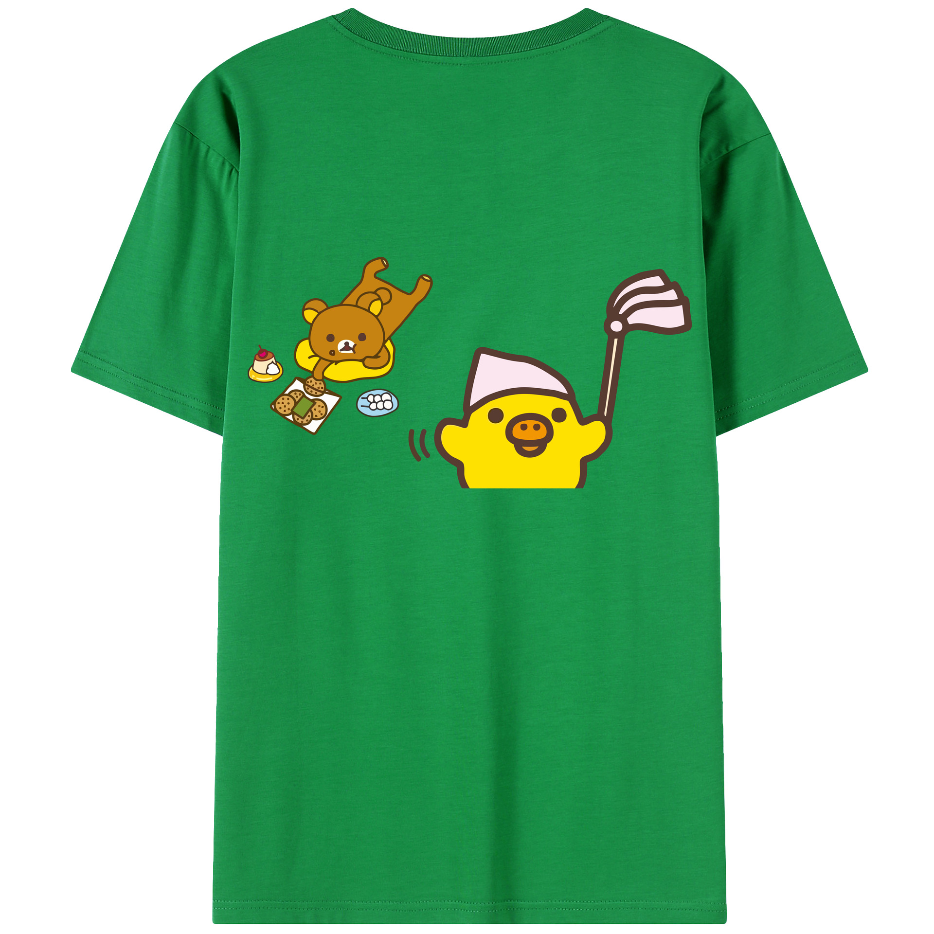 （画像用） リラックマ リラックマ キイロイトリ Rilakkuma Korilakkuma Kiiroitori 綿100％ メンズ半袖Tシャツ（バックプリント） 通気性