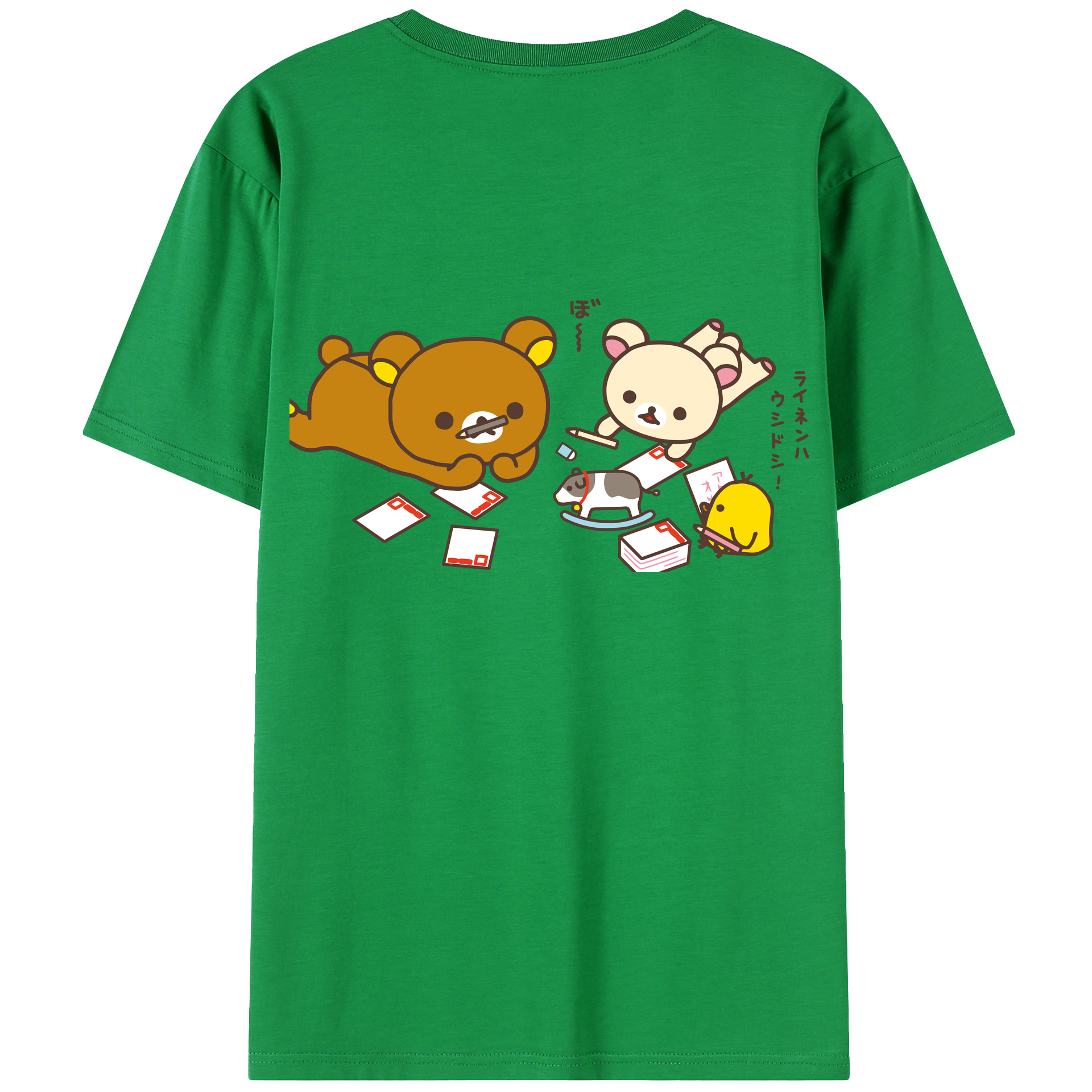 （画像用） リラックマ リラックマ キイロイトリ Rilakkuma Korilakkuma Kiiroitori 綿100％ メンズ半袖Tシャツ（バックプリント） 通気性