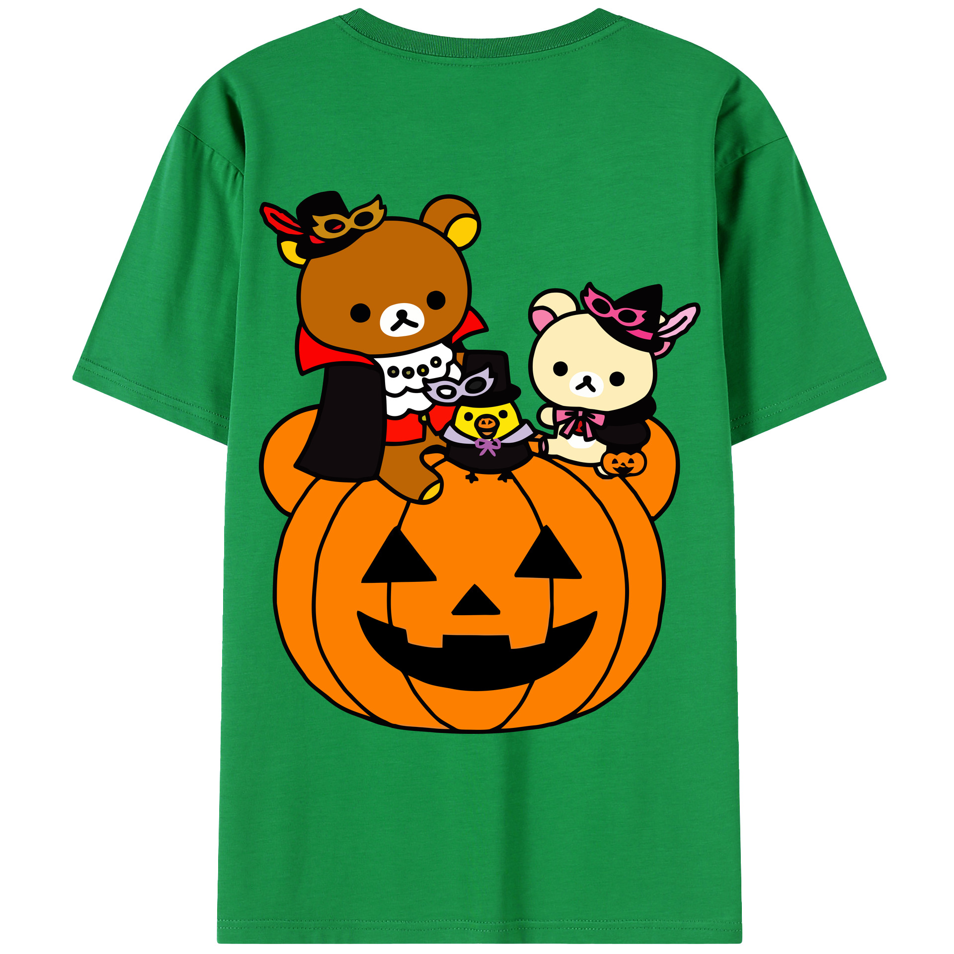 （画像用） リラックマ リラックマ キイロイトリ Rilakkuma Korilakkuma Kiiroitori 綿100％ メンズ半袖Tシャツ（バックプリント） 通気性