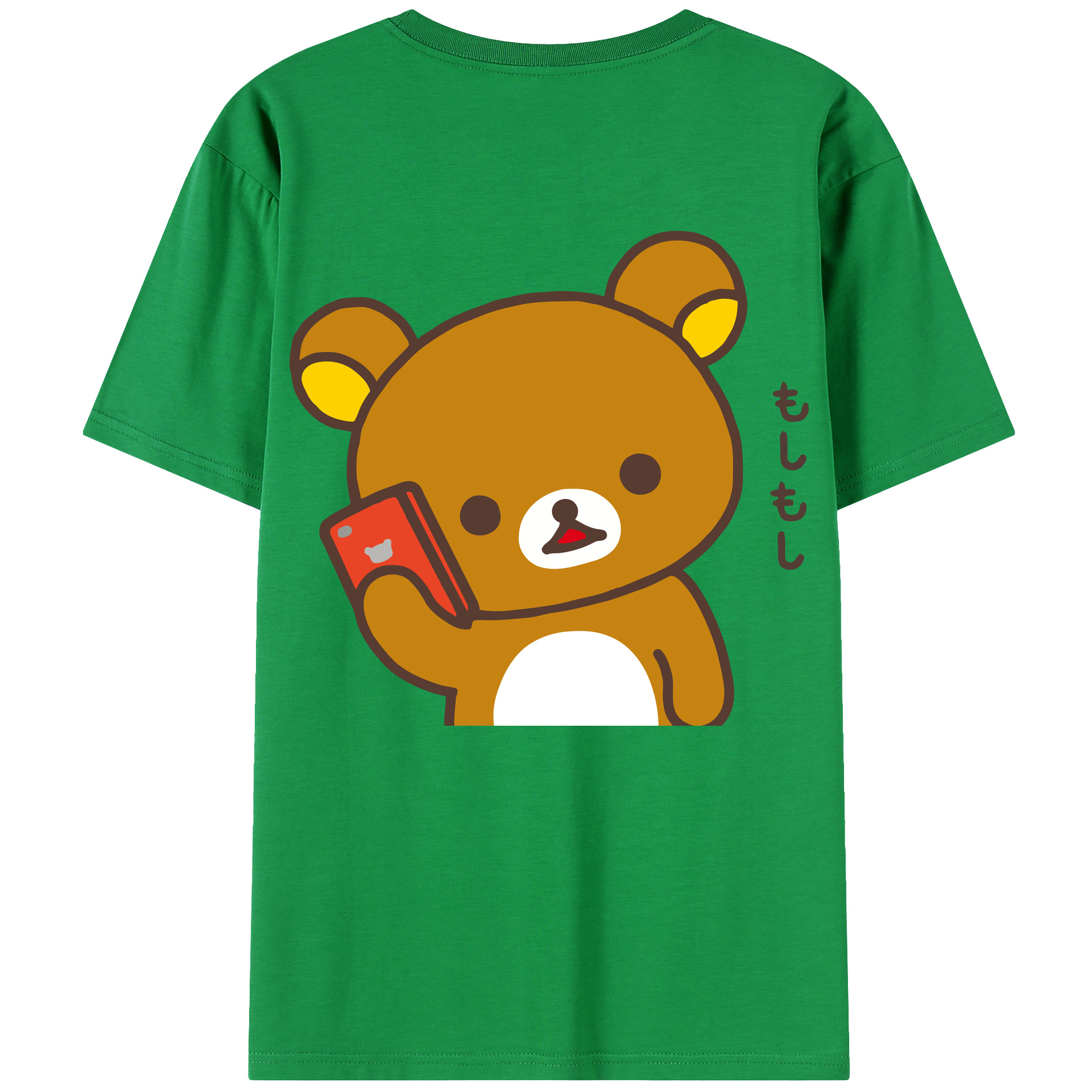 （画像用） リラックマ リラックマ キイロイトリ Rilakkuma Korilakkuma Kiiroitori 綿100％ メンズ半袖Tシャツ（バックプリント） 通気性