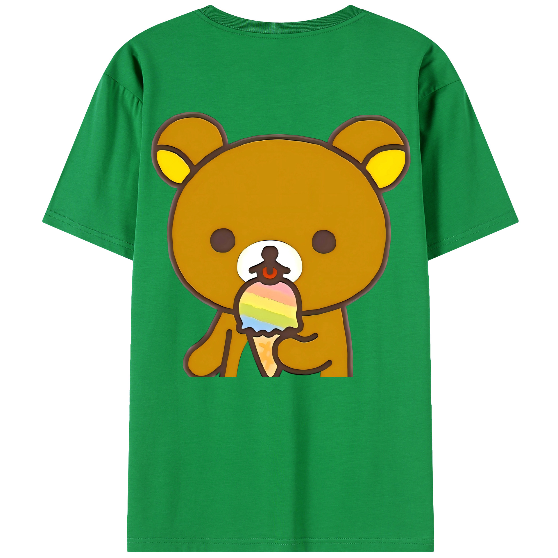 （画像用） リラックマ リラックマ キイロイトリ Rilakkuma Korilakkuma Kiiroitori 綿100％ メンズ半袖Tシャツ（バックプリント） 通気性