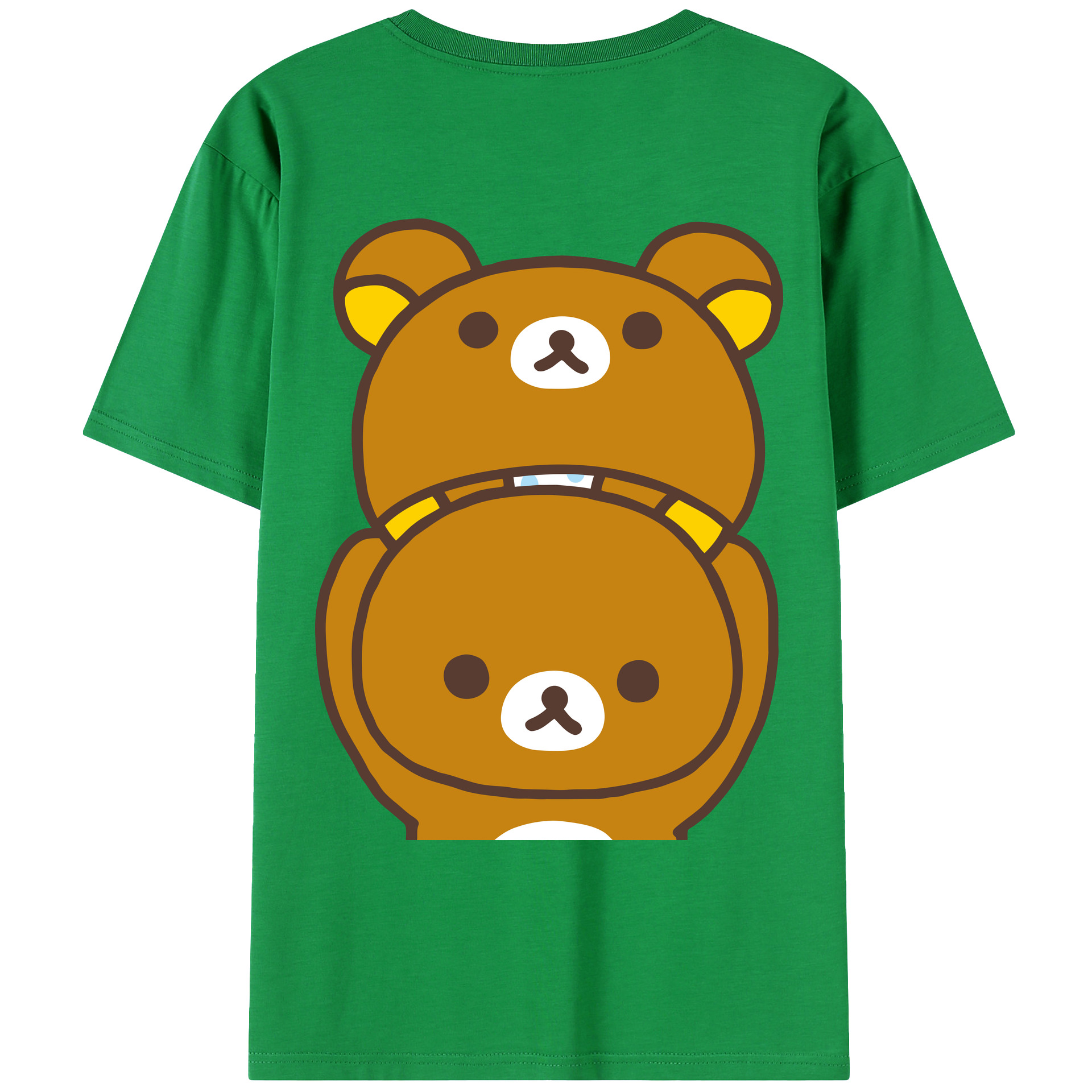 （画像用） リラックマ リラックマ キイロイトリ Rilakkuma Korilakkuma Kiiroitori 綿100％ メンズ半袖Tシャツ（バックプリント） 通気性