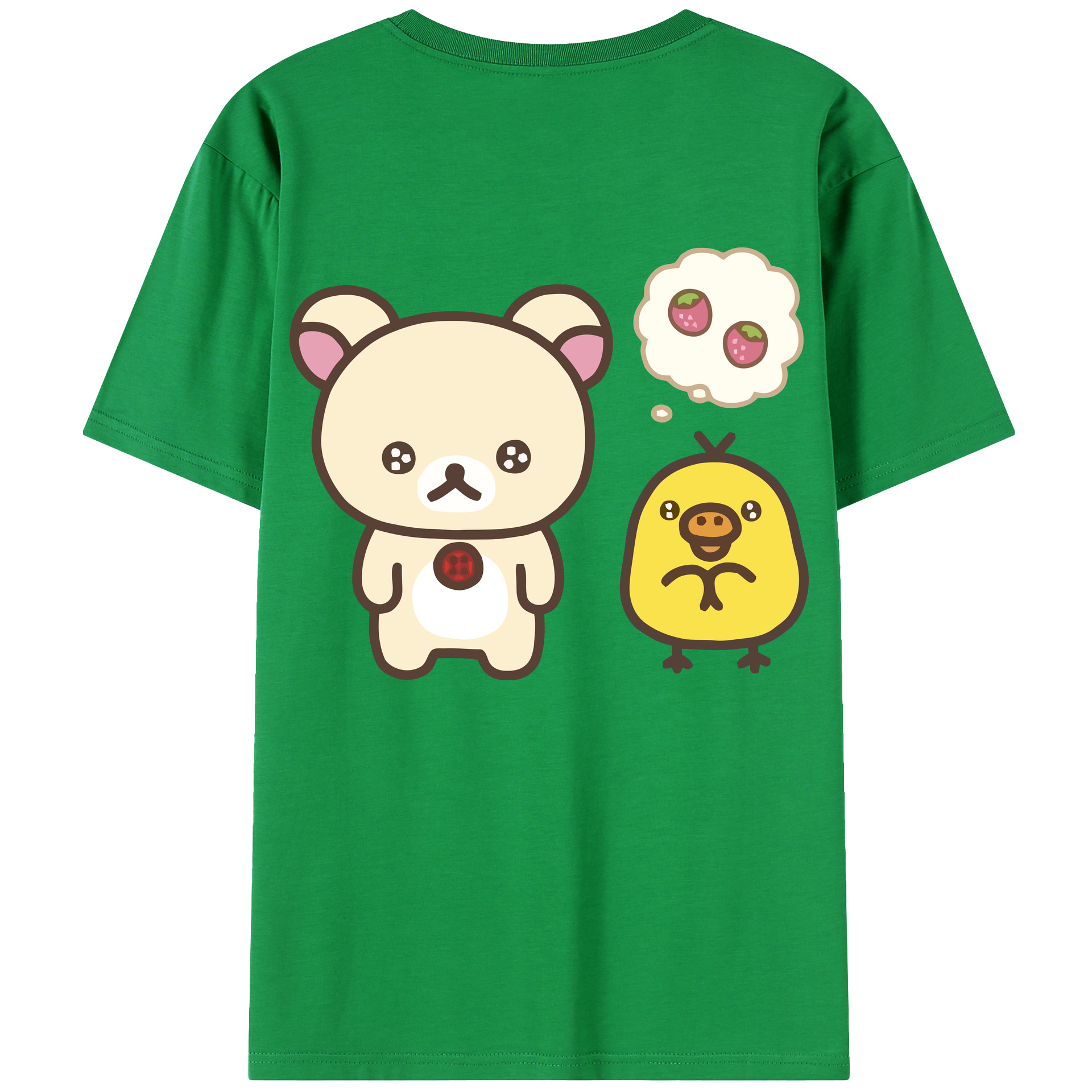 （画像用） リラックマ リラックマ キイロイトリ Rilakkuma Korilakkuma Kiiroitori 綿100％ メンズ半袖Tシャツ（バックプリント） 通気性
