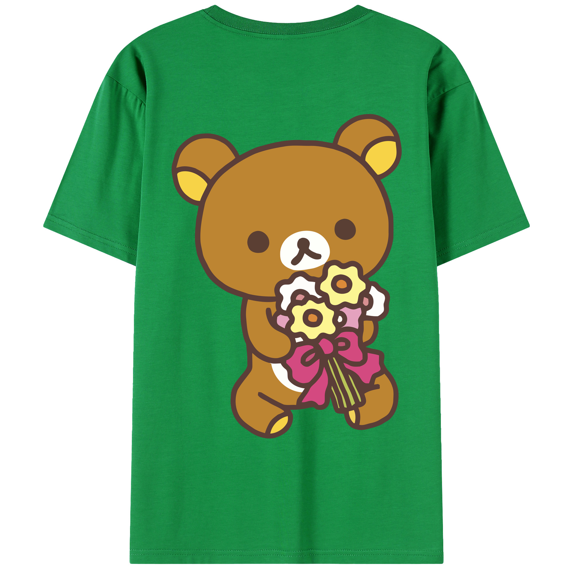 （画像用） リラックマ リラックマ キイロイトリ Rilakkuma Korilakkuma Kiiroitori 綿100％ メンズ半袖Tシャツ（バックプリント） 通気性