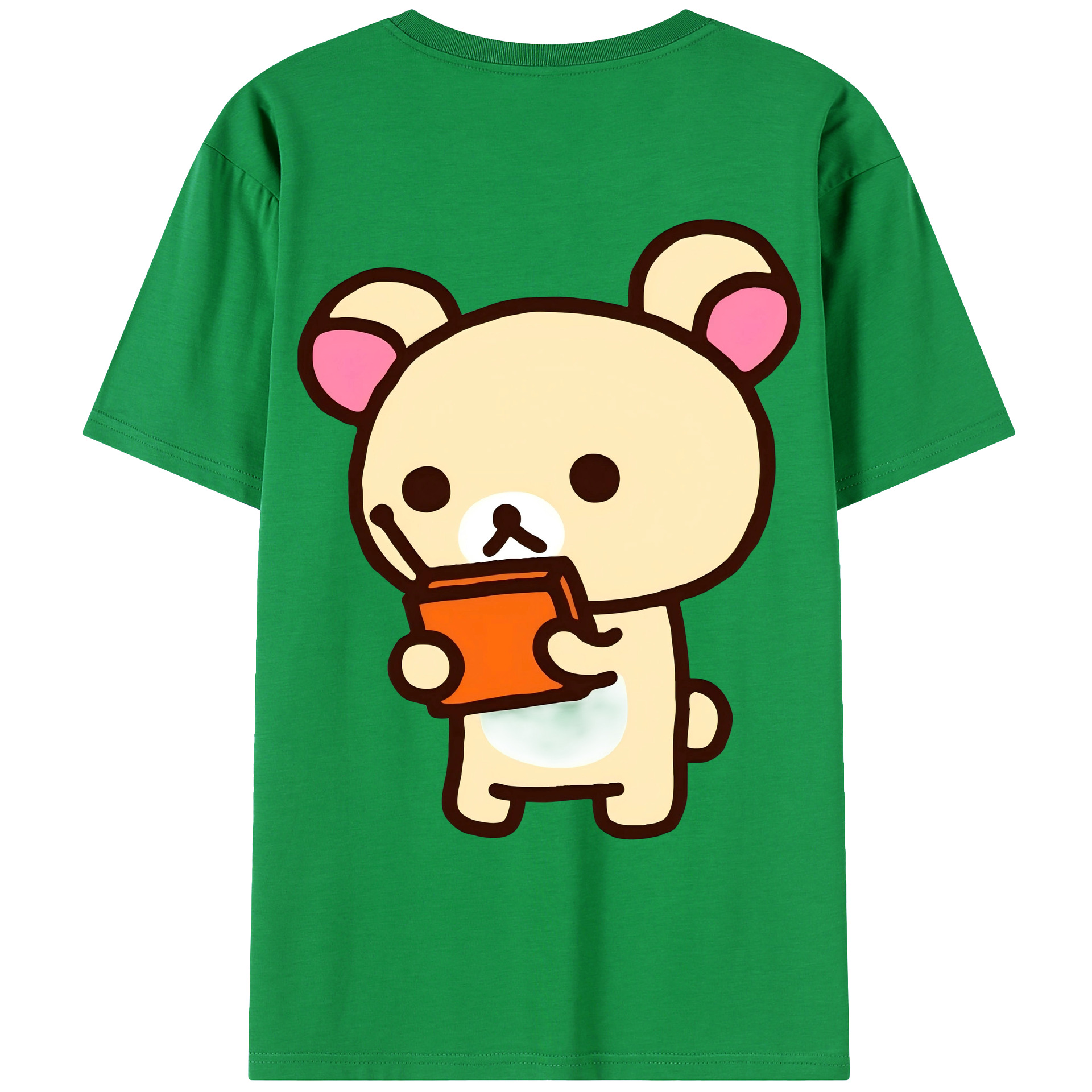 （画像用） リラックマ リラックマ キイロイトリ Rilakkuma Korilakkuma Kiiroitori 綿100％ メンズ半袖Tシャツ（バックプリント） 通気性