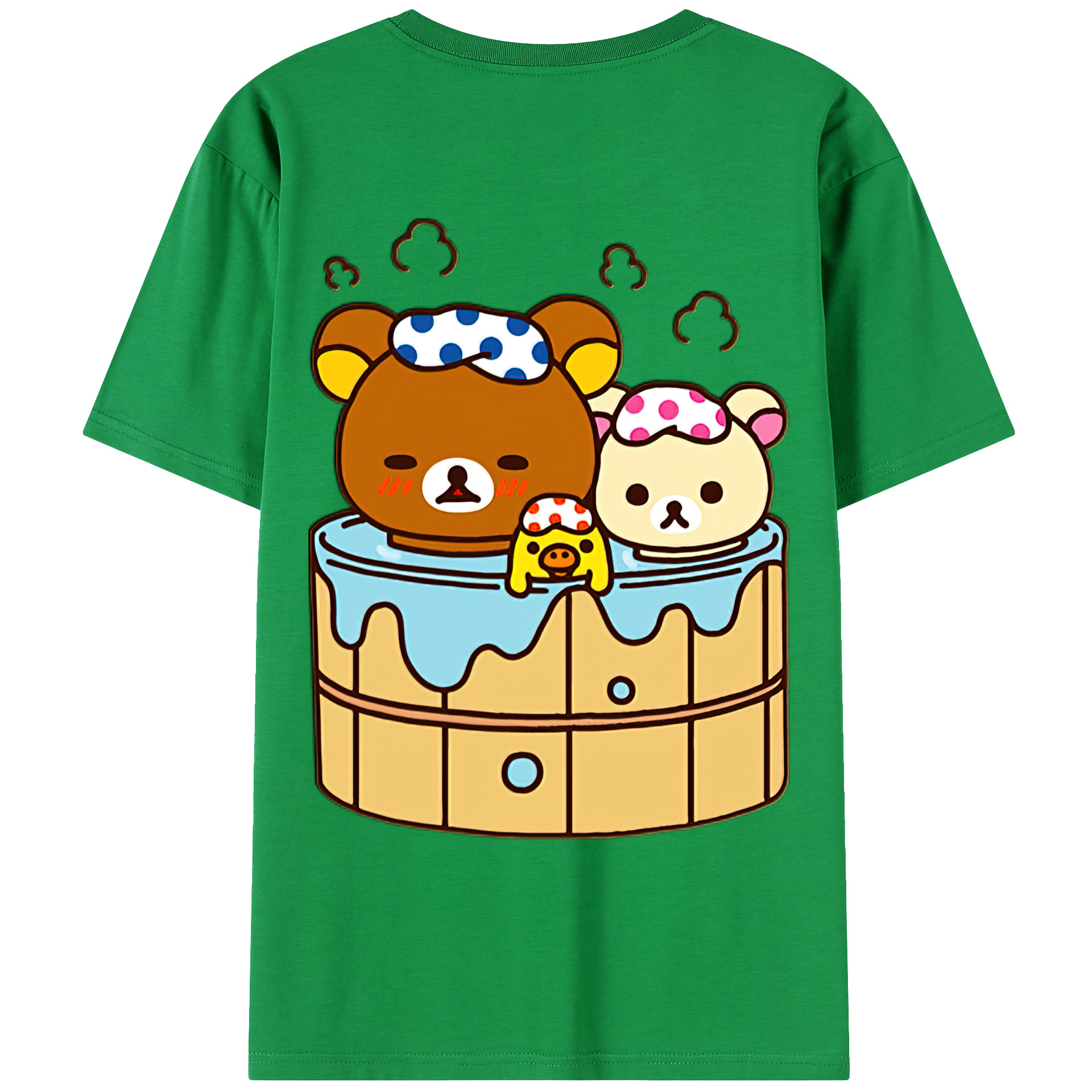 （画像用） リラックマ リラックマ キイロイトリ Rilakkuma Korilakkuma Kiiroitori 綿100％ メンズ半袖Tシャツ（バックプリント） 通気性