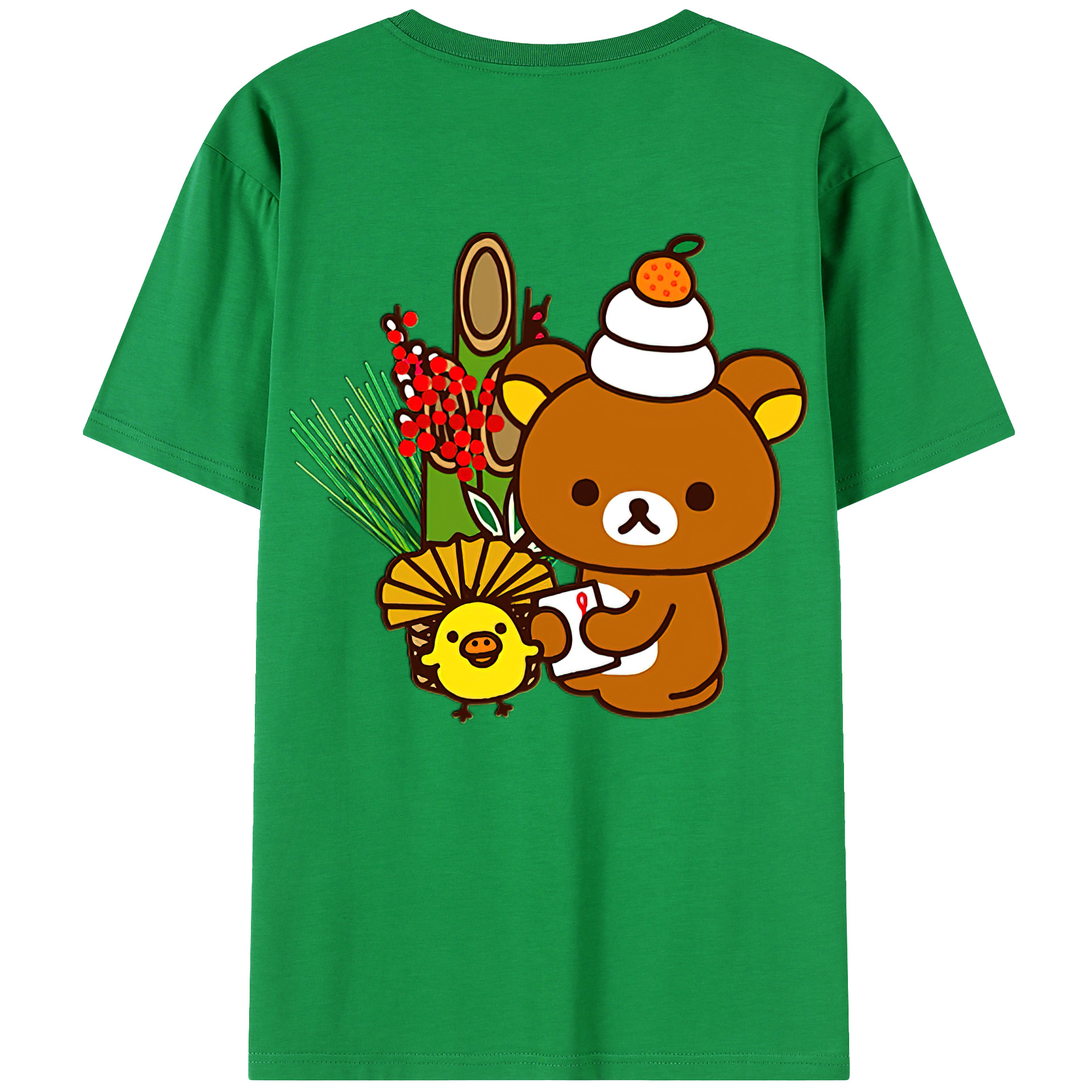 （画像用） リラックマ リラックマ キイロイトリ Rilakkuma Korilakkuma Kiiroitori 綿100％ メンズ半袖Tシャツ（バックプリント） 通気性