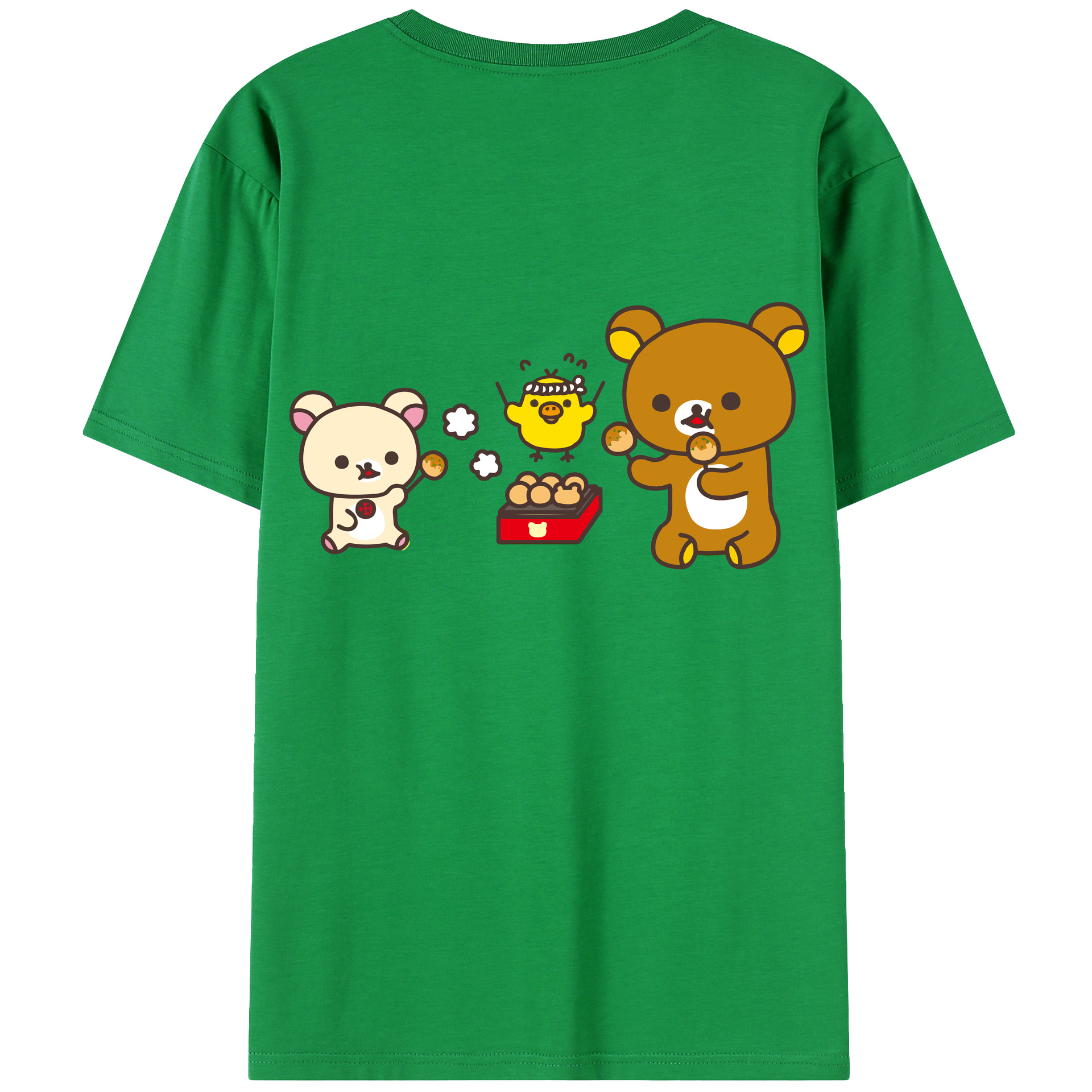 （画像用） リラックマ リラックマ キイロイトリ Rilakkuma Korilakkuma Kiiroitori 綿100％ メンズ半袖Tシャツ（バックプリント） 通気性