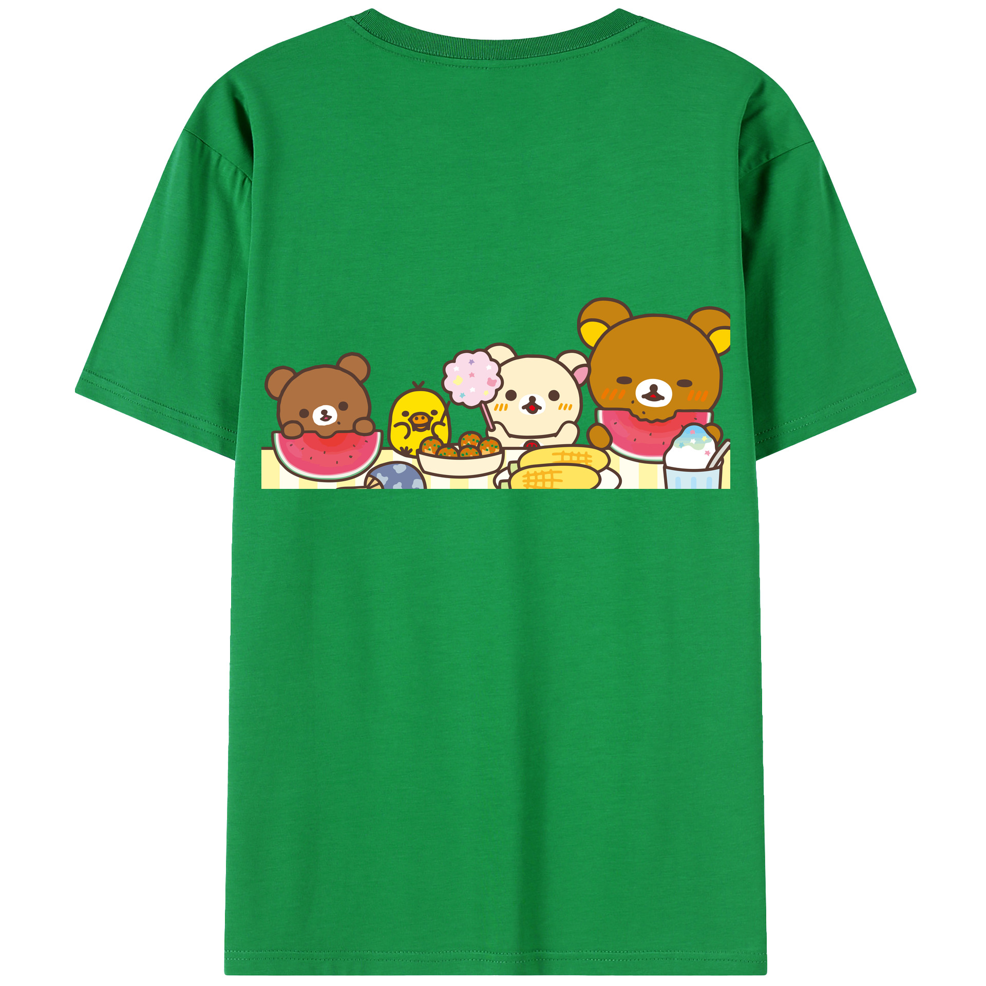 （画像用） リラックマ リラックマ キイロイトリ Rilakkuma Korilakkuma Kiiroitori 綿100％ メンズ半袖Tシャツ（バックプリント） 通気性