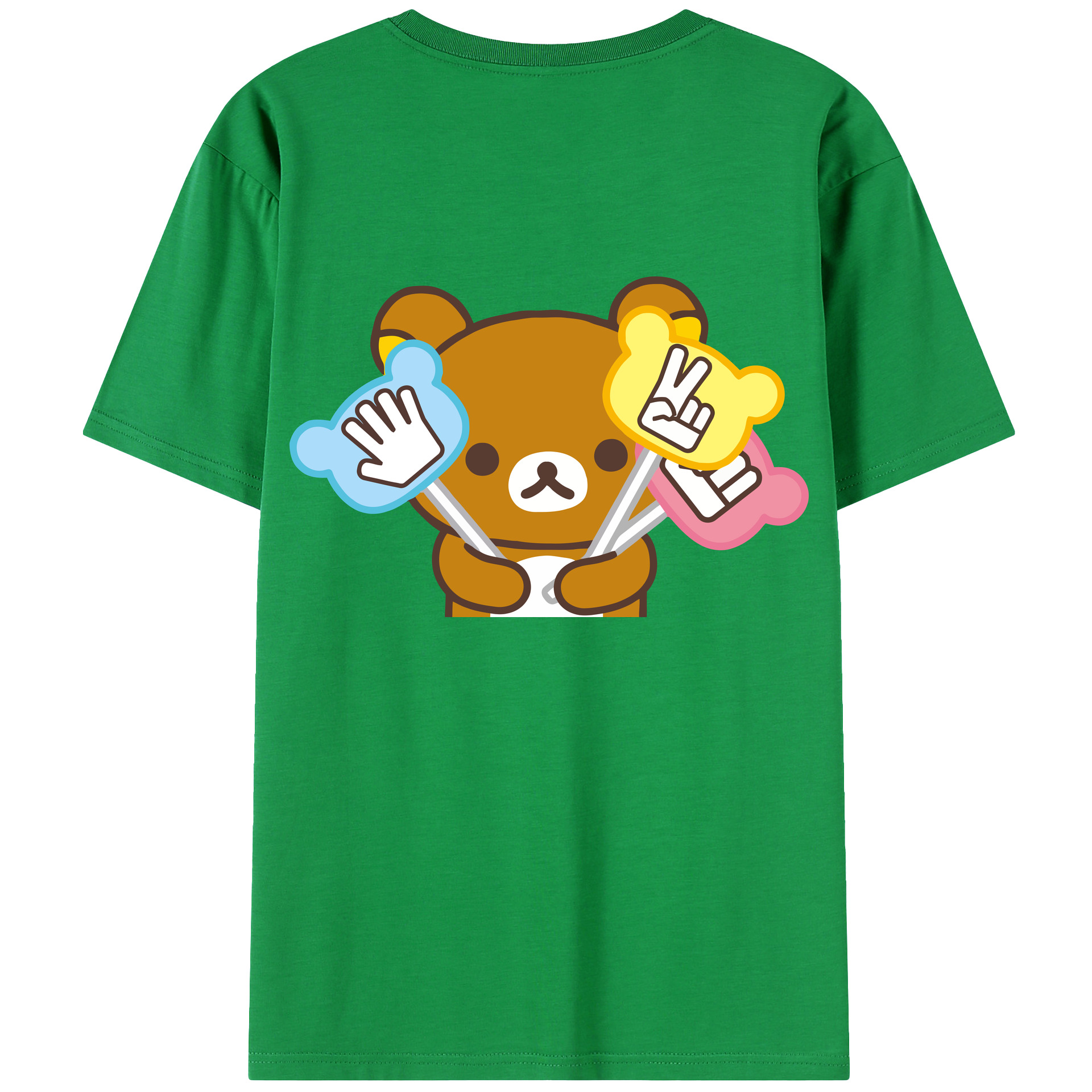 （画像用） リラックマ リラックマ キイロイトリ Rilakkuma Korilakkuma Kiiroitori 綿100％ メンズ半袖Tシャツ（バックプリント） 通気性