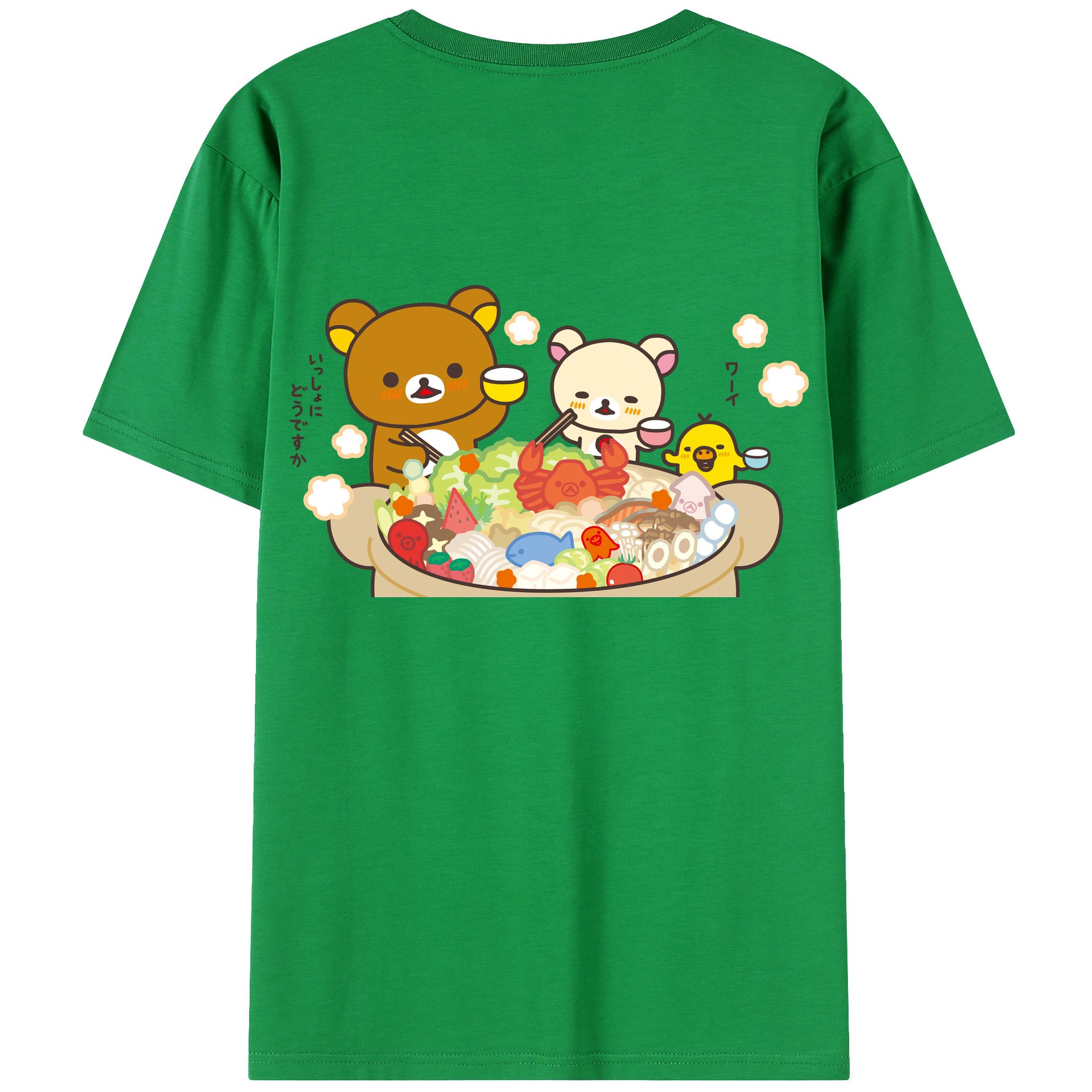 （画像用） リラックマ リラックマ キイロイトリ Rilakkuma Korilakkuma Kiiroitori 綿100％ メンズ半袖Tシャツ（バックプリント） 通気性
