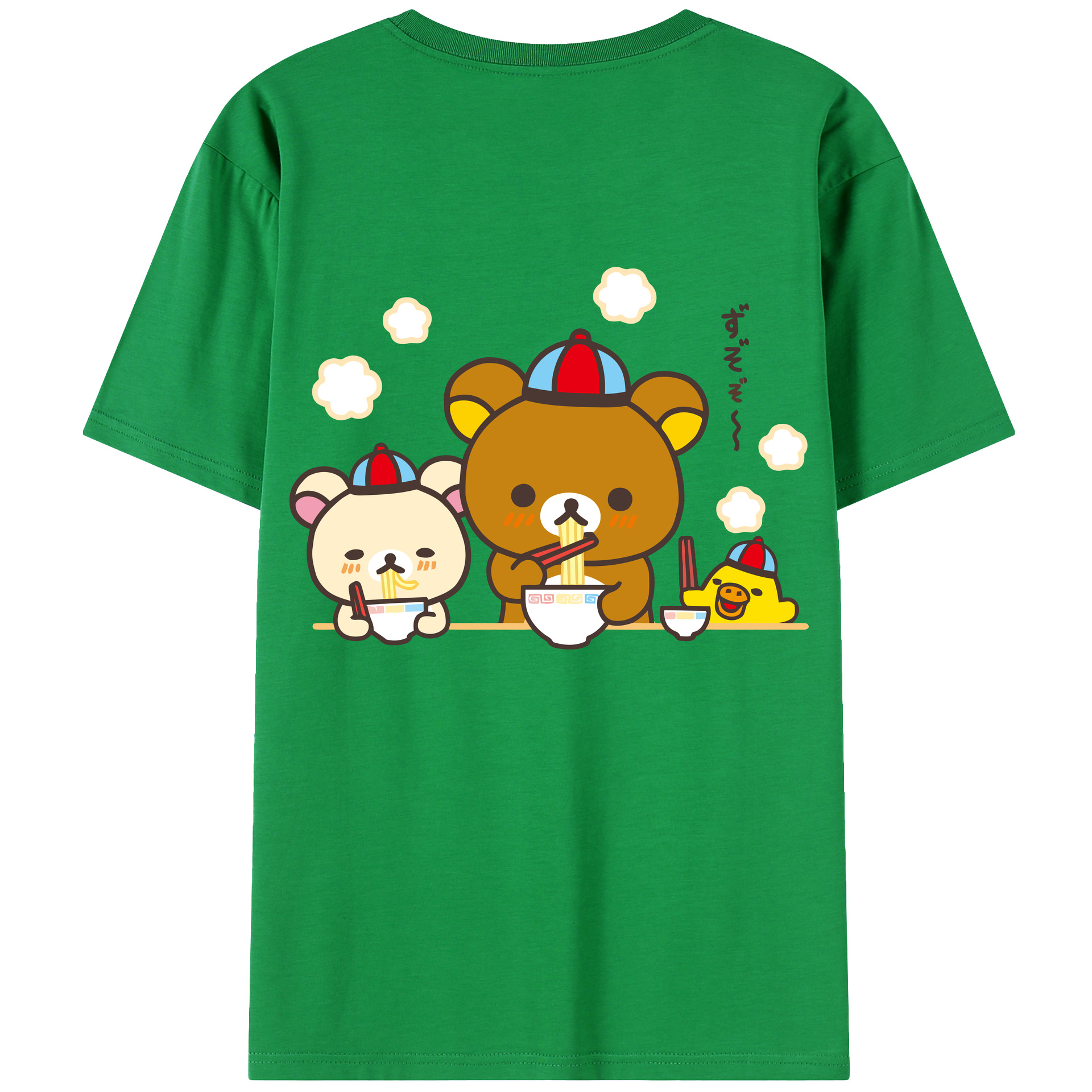 （画像用） リラックマ リラックマ キイロイトリ Rilakkuma Korilakkuma Kiiroitori 綿100％ メンズ半袖Tシャツ（バックプリント） 通気性