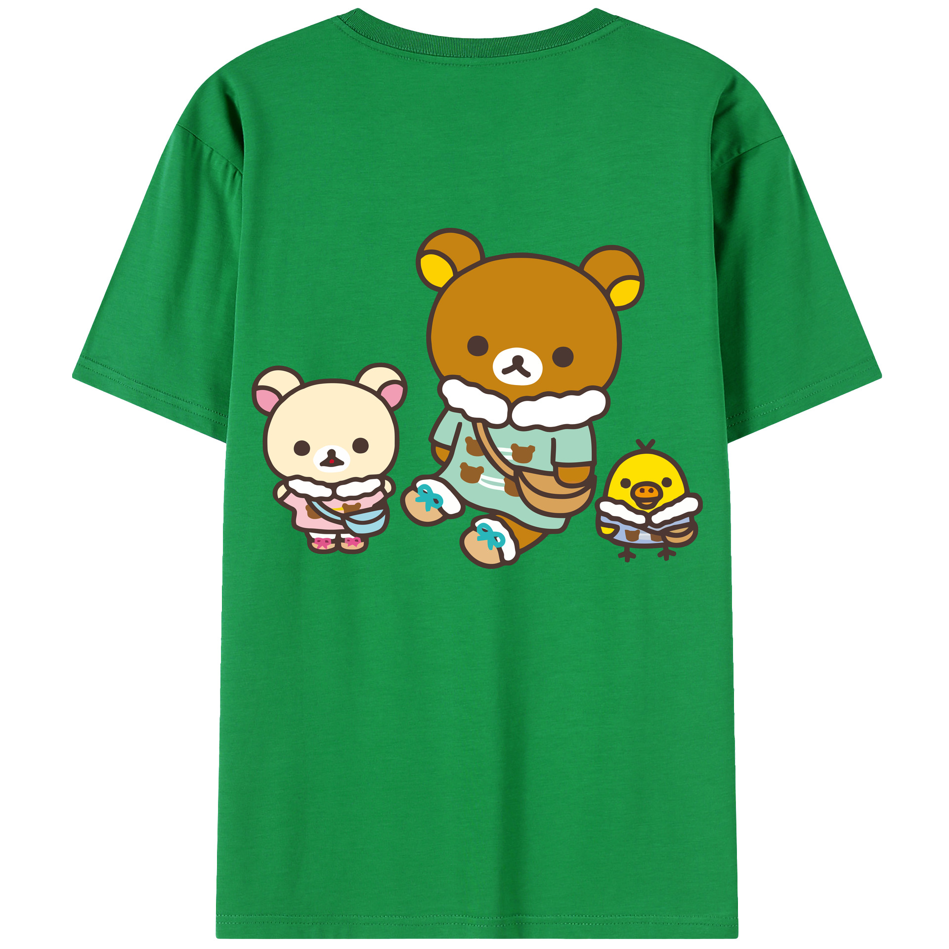 （画像用） リラックマ リラックマ キイロイトリ Rilakkuma Korilakkuma Kiiroitori 綿100％ メンズ半袖Tシャツ（バックプリント） 通気性