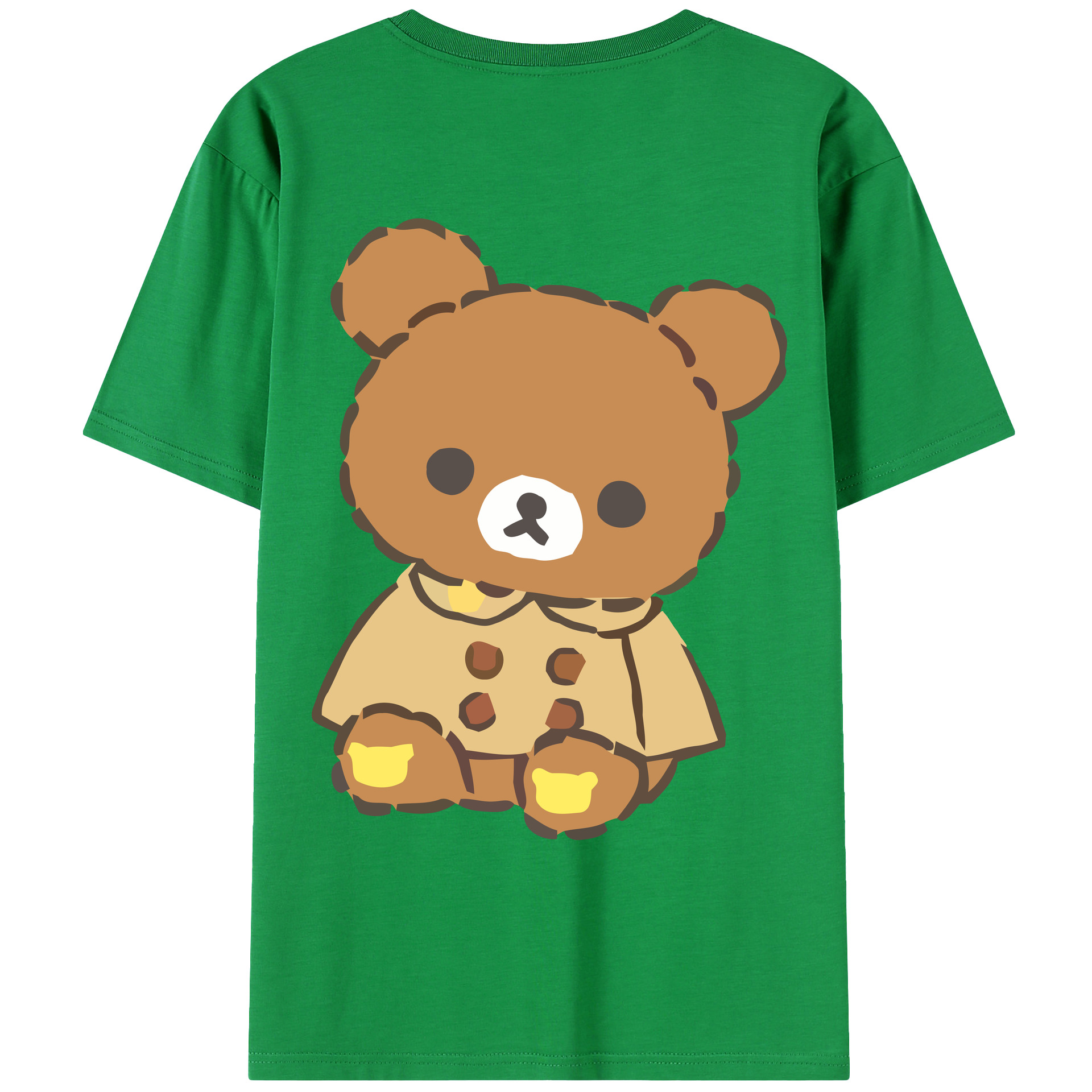 （画像用） リラックマ リラックマ キイロイトリ Rilakkuma Korilakkuma Kiiroitori 綿100％ メンズ半袖Tシャツ（バックプリント） 通気性