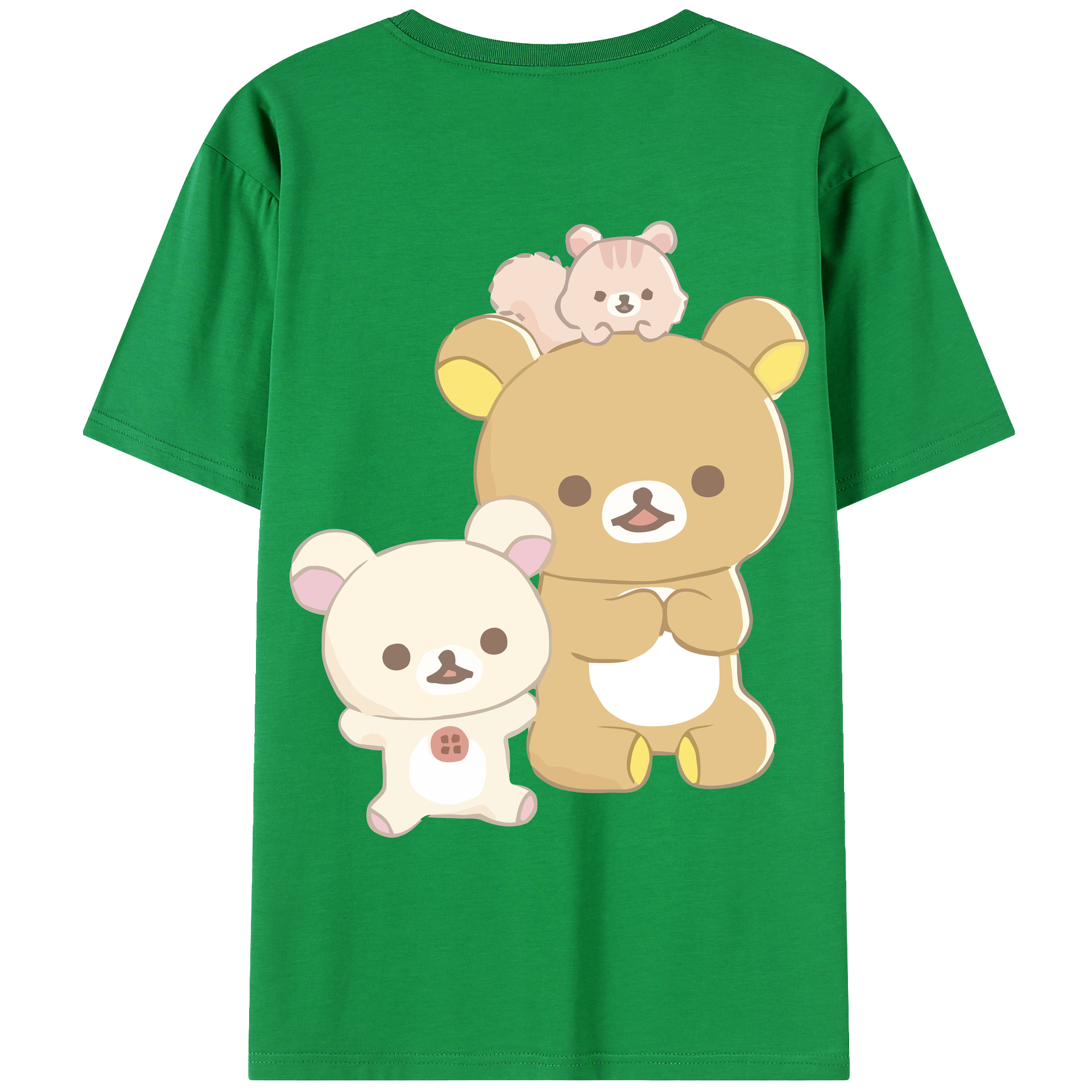 （画像用） リラックマ リラックマ キイロイトリ Rilakkuma Korilakkuma Kiiroitori 綿100％ メンズ半袖Tシャツ（バックプリント） 通気性