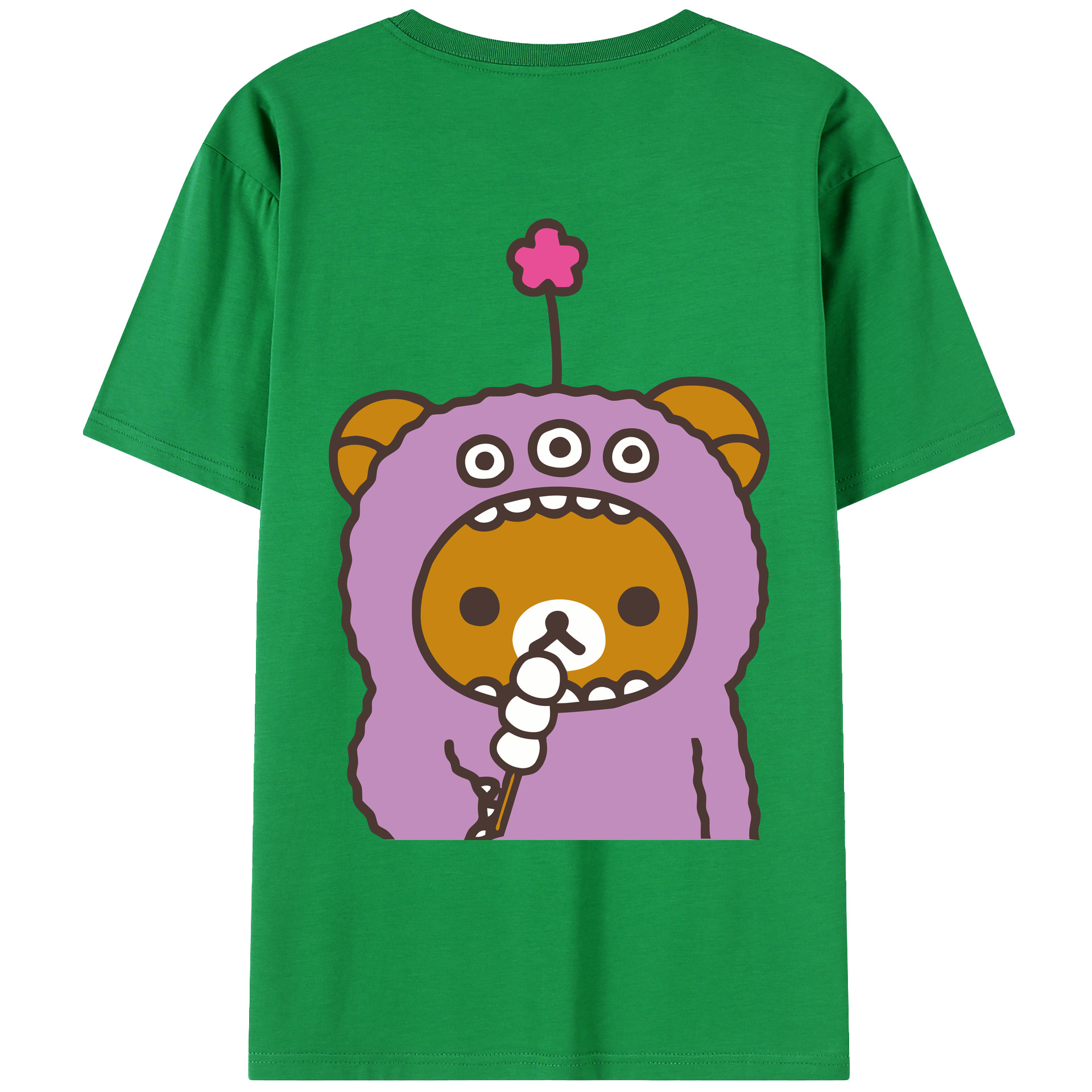 （画像用） リラックマ リラックマ キイロイトリ Rilakkuma Korilakkuma Kiiroitori 綿100％ メンズ半袖Tシャツ（バックプリント） 通気性