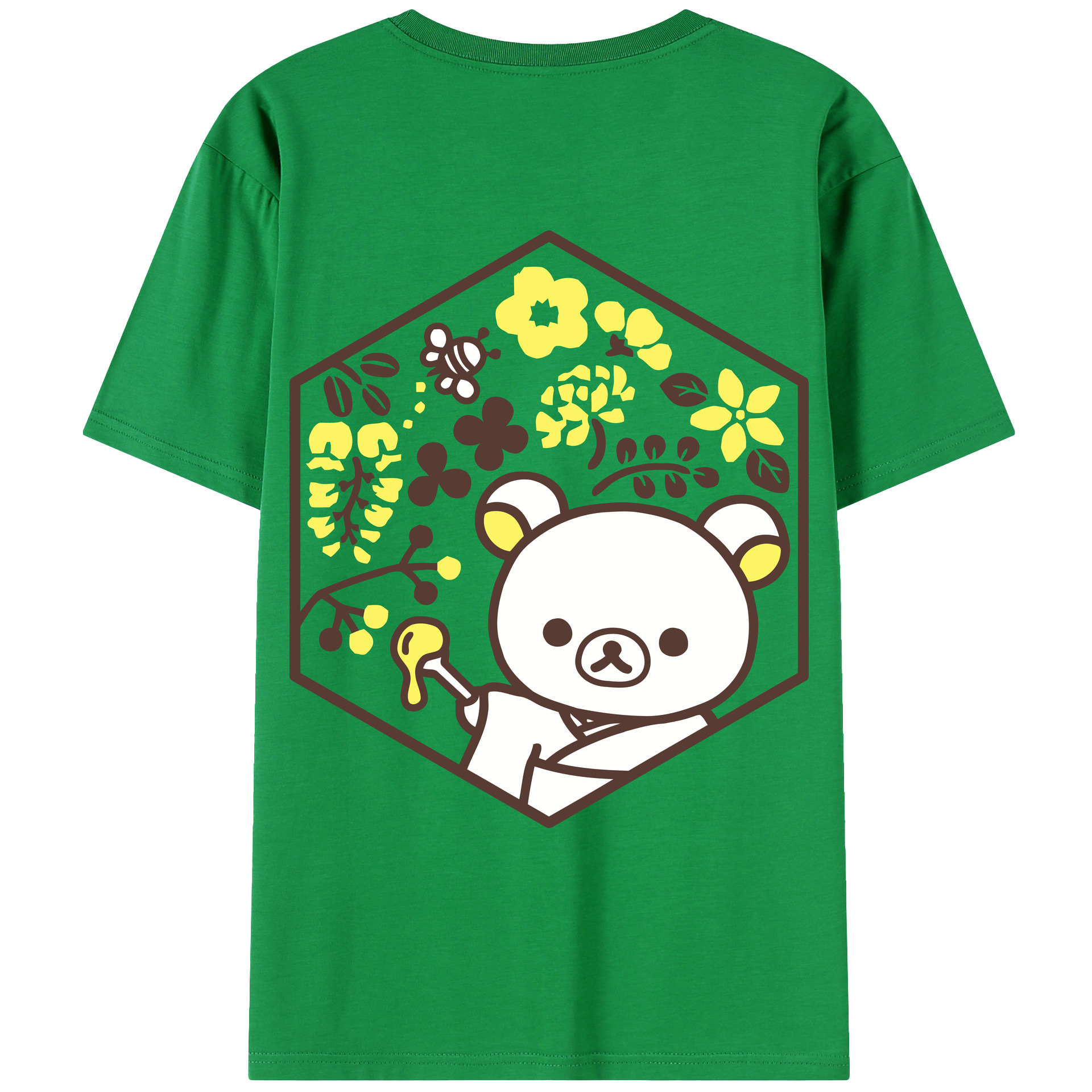（画像用） リラックマ リラックマ キイロイトリ Rilakkuma Korilakkuma Kiiroitori 綿100％ メンズ半袖Tシャツ（バックプリント） 通気性