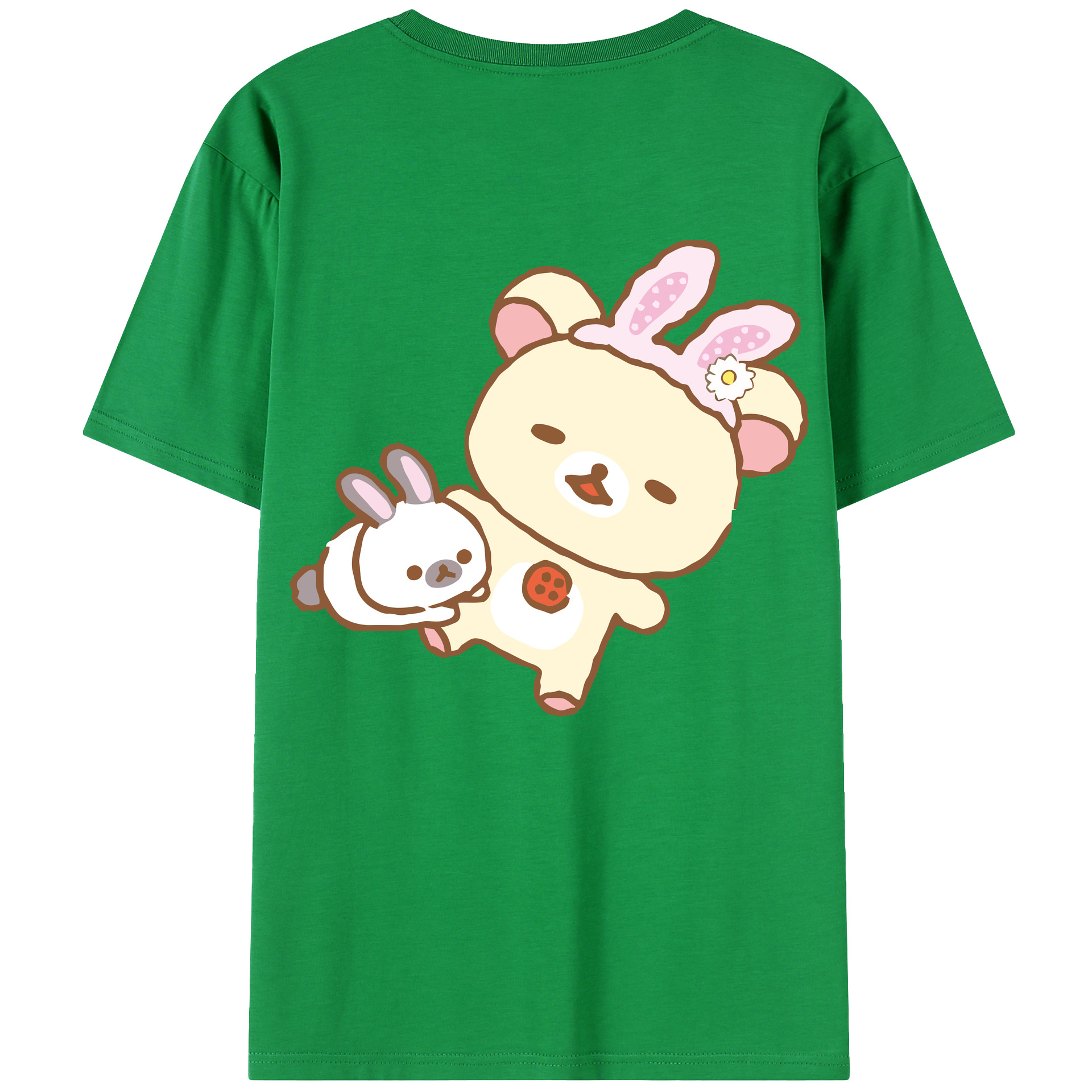 （画像用） リラックマ リラックマ キイロイトリ Rilakkuma Korilakkuma Kiiroitori 綿100％ メンズ半袖Tシャツ（バックプリント） 通気性