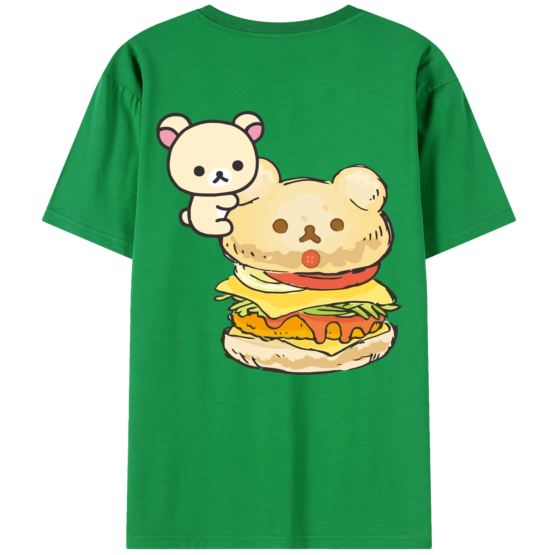 （画像用） リラックマ リラックマ キイロイトリ Rilakkuma Korilakkuma Kiiroitori 綿100％ メンズ半袖Tシャツ（バックプリント） 通気性