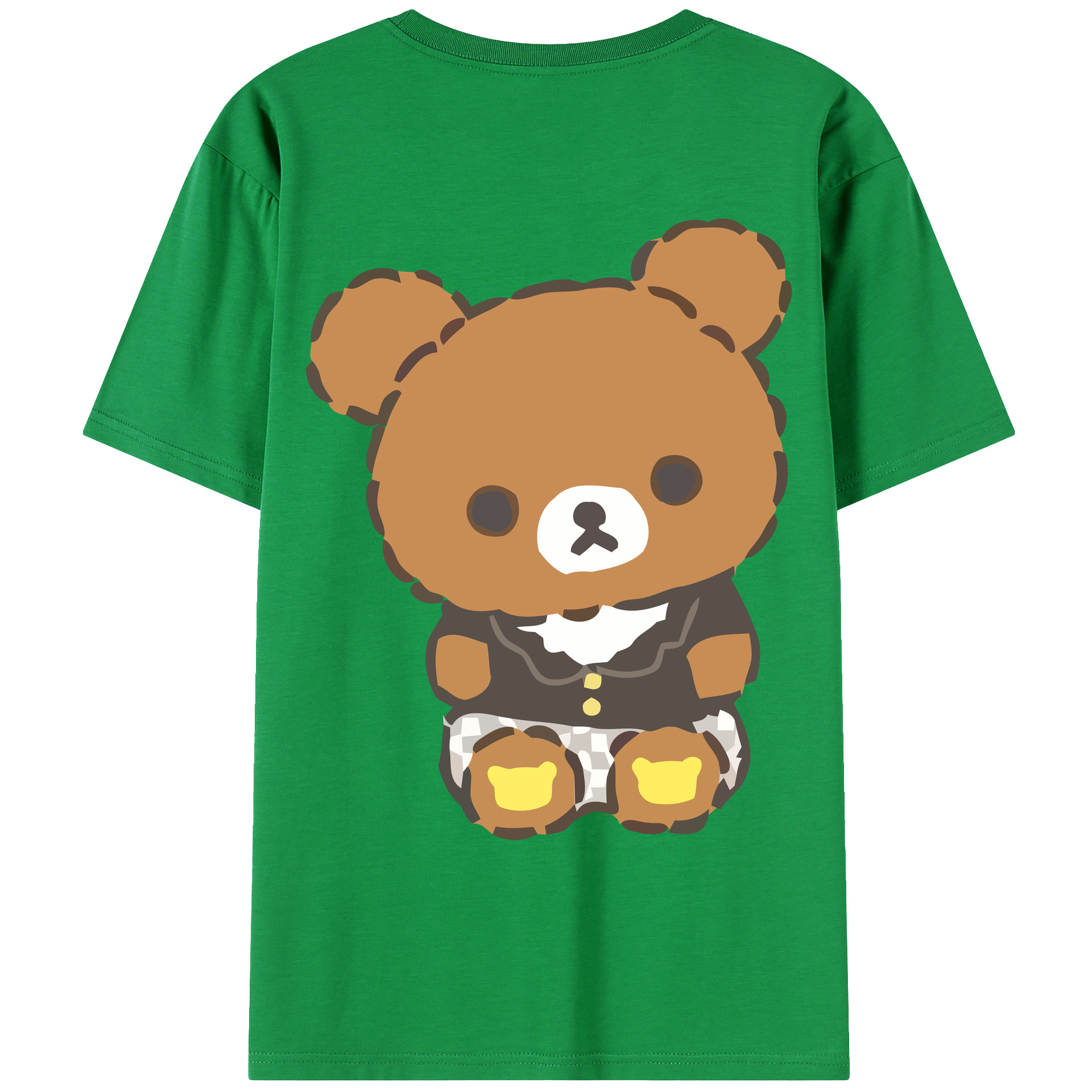 （画像用） リラックマ リラックマ キイロイトリ Rilakkuma Korilakkuma Kiiroitori 綿100％ メンズ半袖Tシャツ（バックプリント） 通気性