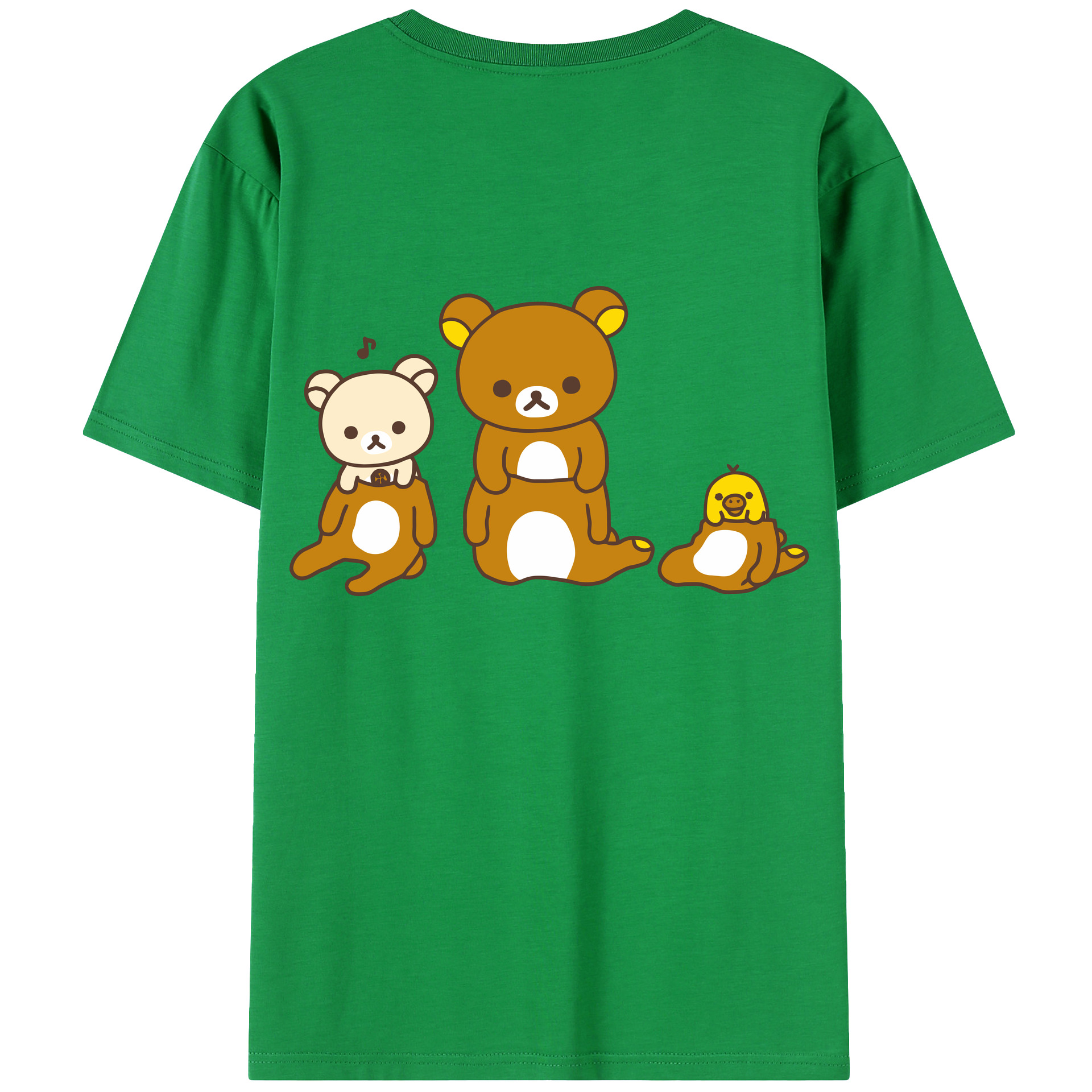 （画像用） リラックマ リラックマ キイロイトリ Rilakkuma Korilakkuma Kiiroitori 綿100％ メンズ半袖Tシャツ（バックプリント） 通気性