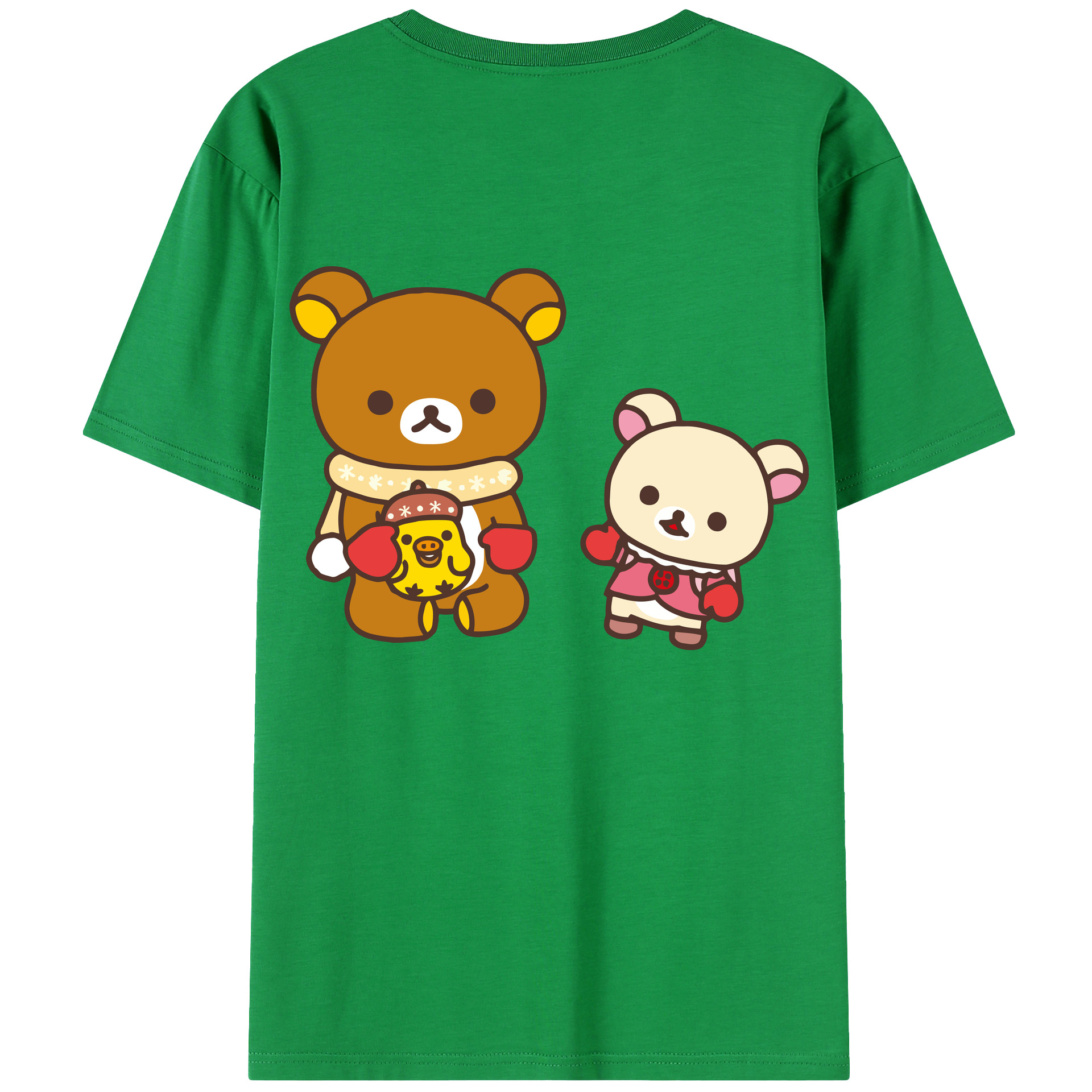 （画像用） リラックマ リラックマ キイロイトリ Rilakkuma Korilakkuma Kiiroitori 綿100％ メンズ半袖Tシャツ（バックプリント） 通気性
