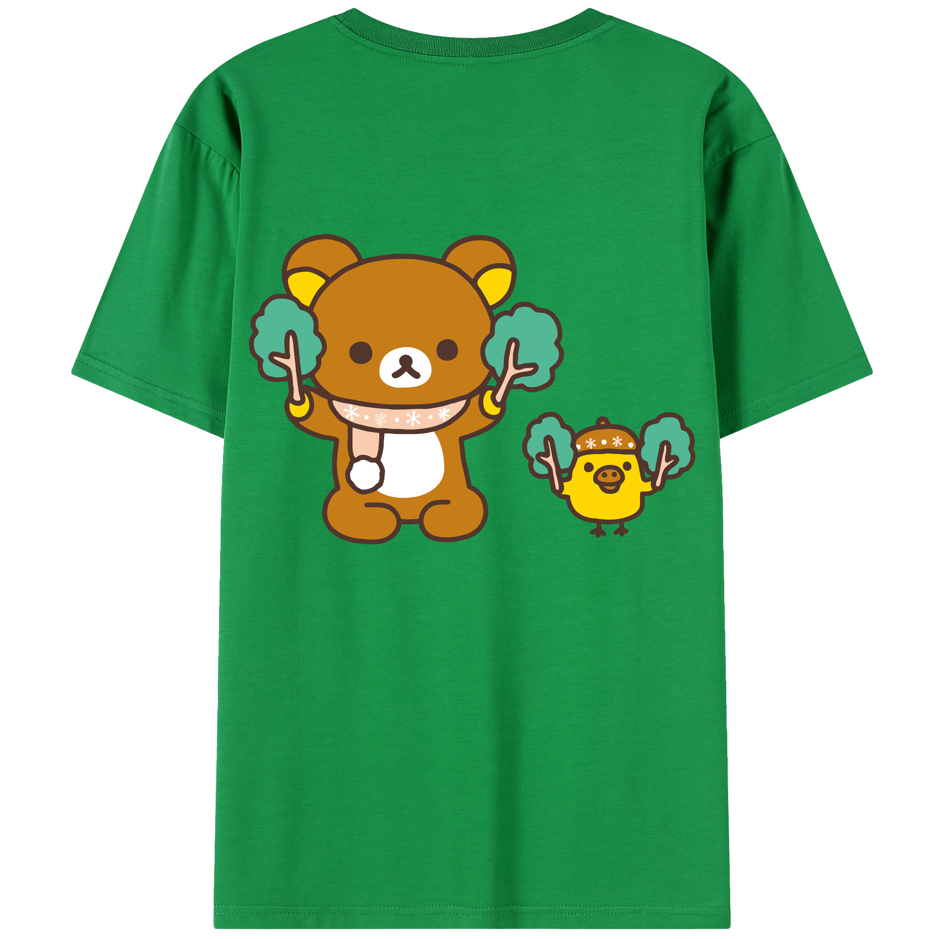 （画像用） リラックマ リラックマ キイロイトリ Rilakkuma Korilakkuma Kiiroitori 綿100％ メンズ半袖Tシャツ（バックプリント） 通気性