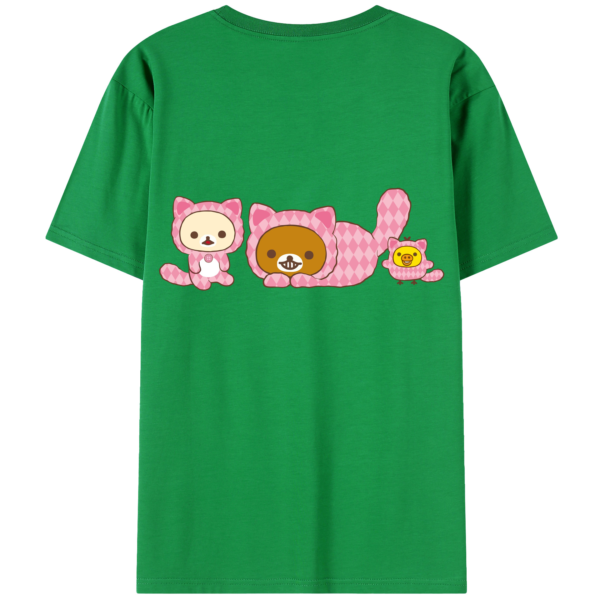 （画像用） リラックマ リラックマ キイロイトリ Rilakkuma Korilakkuma Kiiroitori 綿100％ メンズ半袖Tシャツ（バックプリント） 通気性