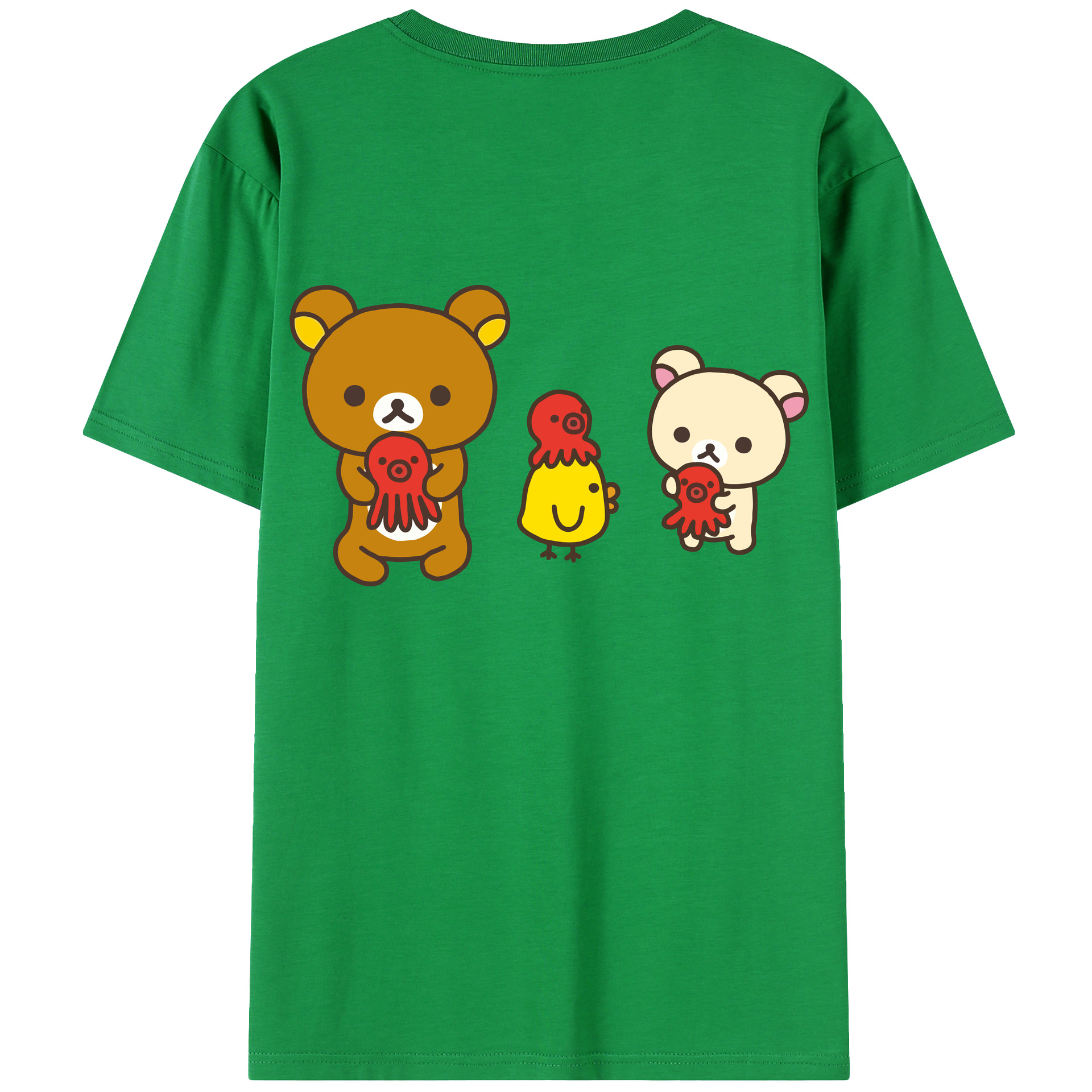 （画像用） リラックマ リラックマ キイロイトリ Rilakkuma Korilakkuma Kiiroitori 綿100％ メンズ半袖Tシャツ（バックプリント） 通気性