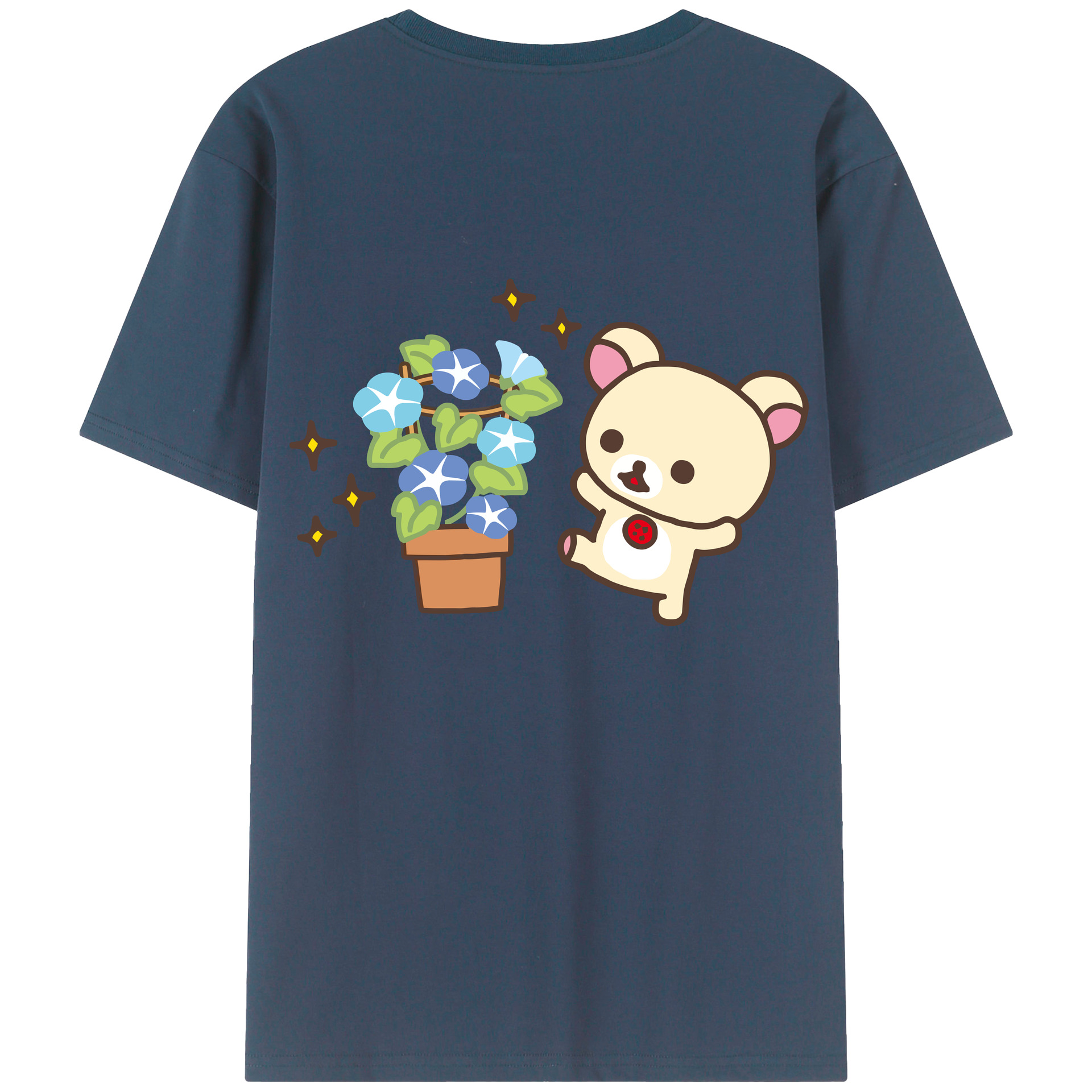 （画像用） リラックマ リラックマ キイロイトリ Rilakkuma Korilakkuma Kiiroitori 綿100％ メンズ半袖Tシャツ（バックプリント） 通気性