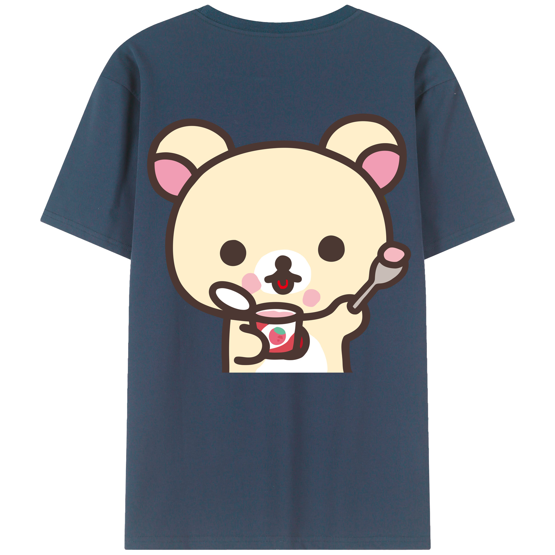 （画像用） リラックマ リラックマ キイロイトリ Rilakkuma Korilakkuma Kiiroitori 綿100％ メンズ半袖Tシャツ（バックプリント） 通気性