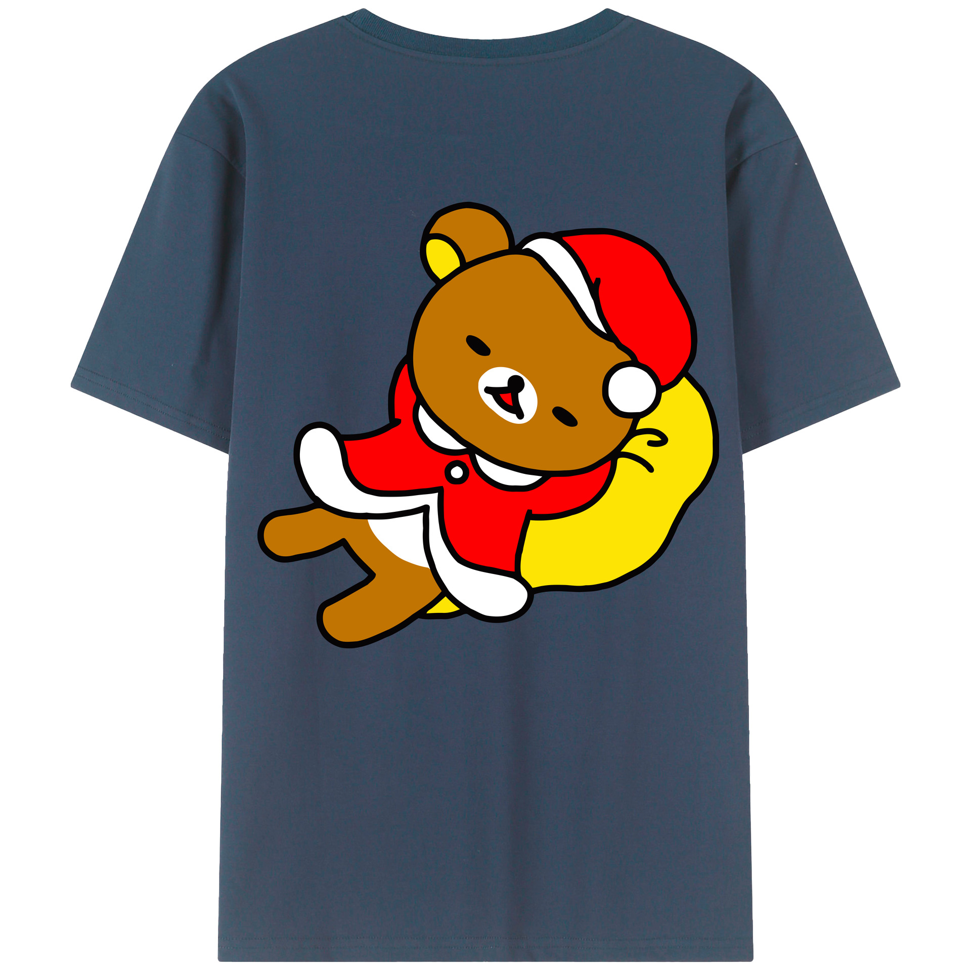 （画像用） リラックマ リラックマ キイロイトリ Rilakkuma Korilakkuma Kiiroitori 綿100％ メンズ半袖Tシャツ（バックプリント） 通気性